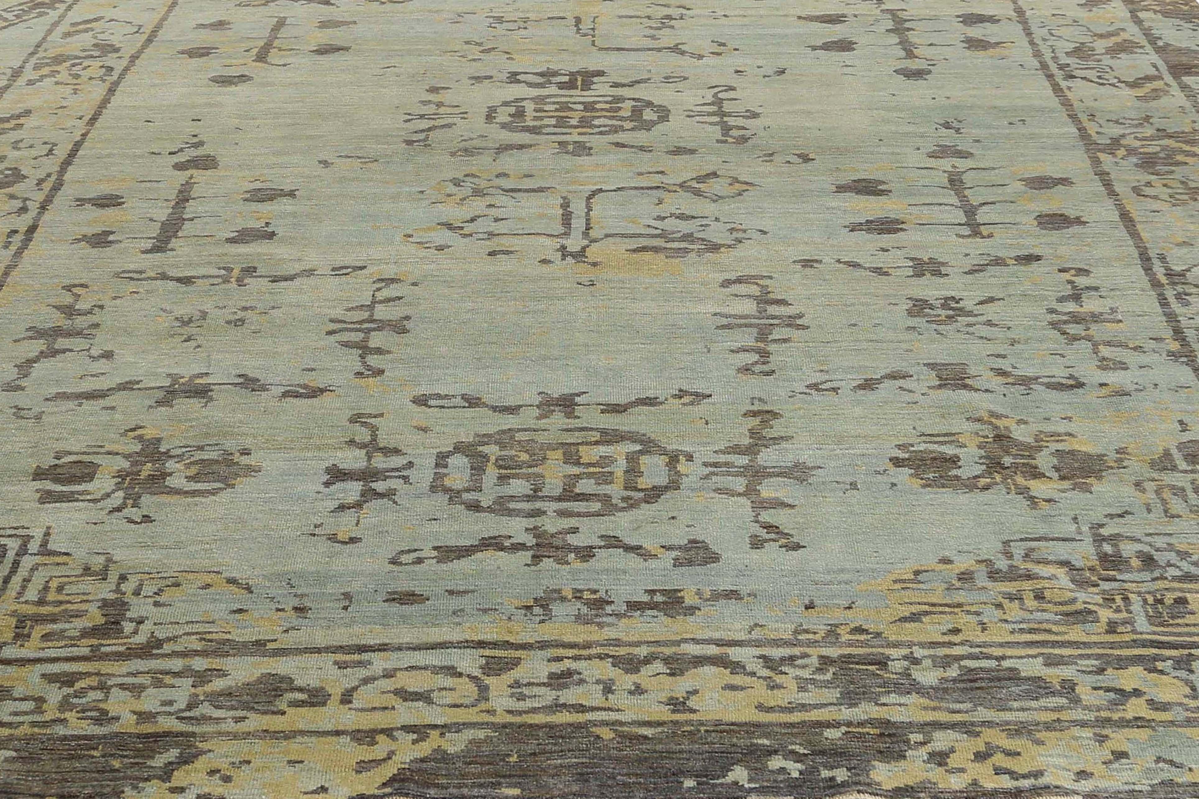 Alfombra Afganistán Sultanabad Circa 1990 - Lana Marrón Azul Claro - 95550 en venta 5