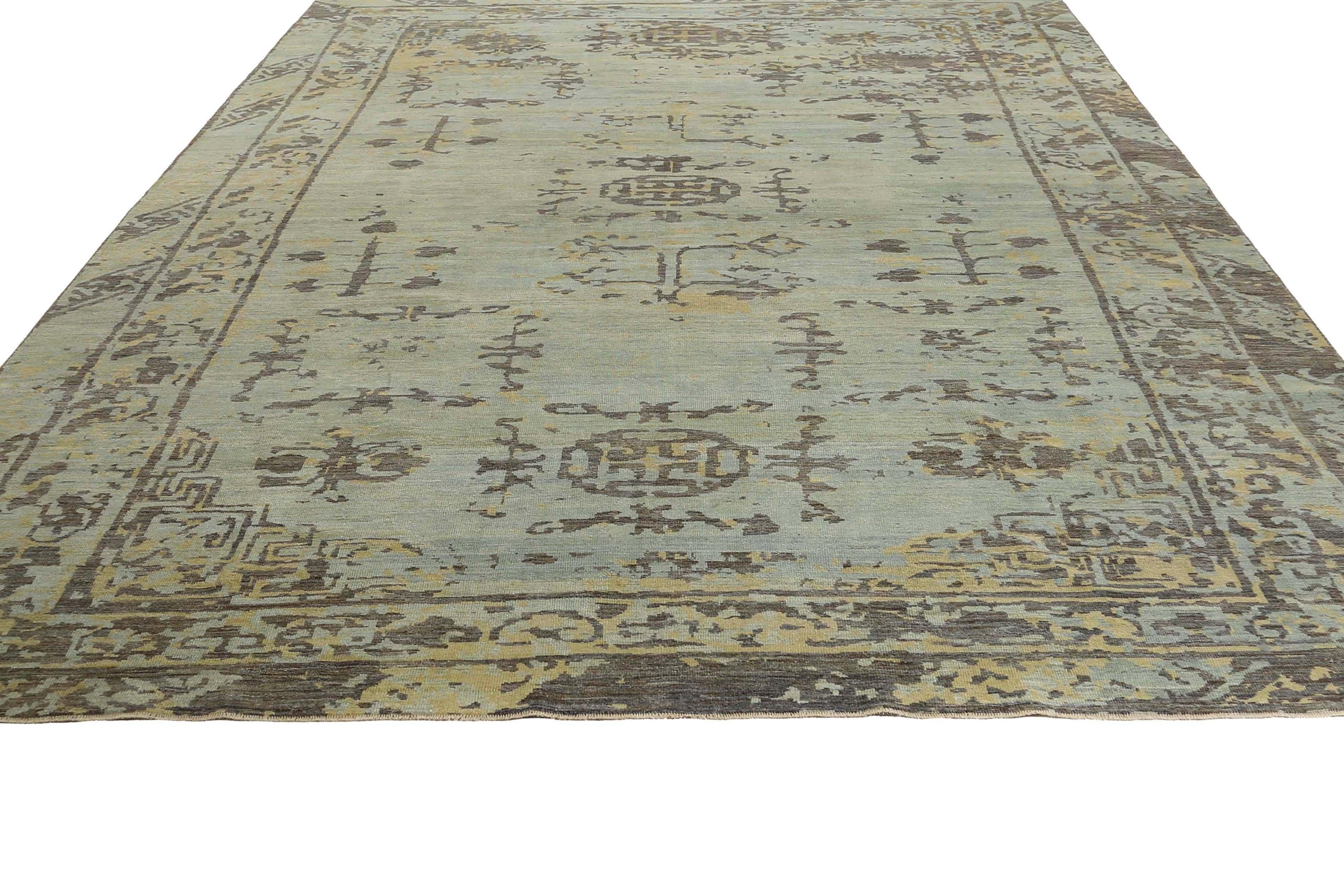 Alfombra Afganistán Sultanabad Circa 1990 - Lana Marrón Azul Claro - 95550 en venta 6