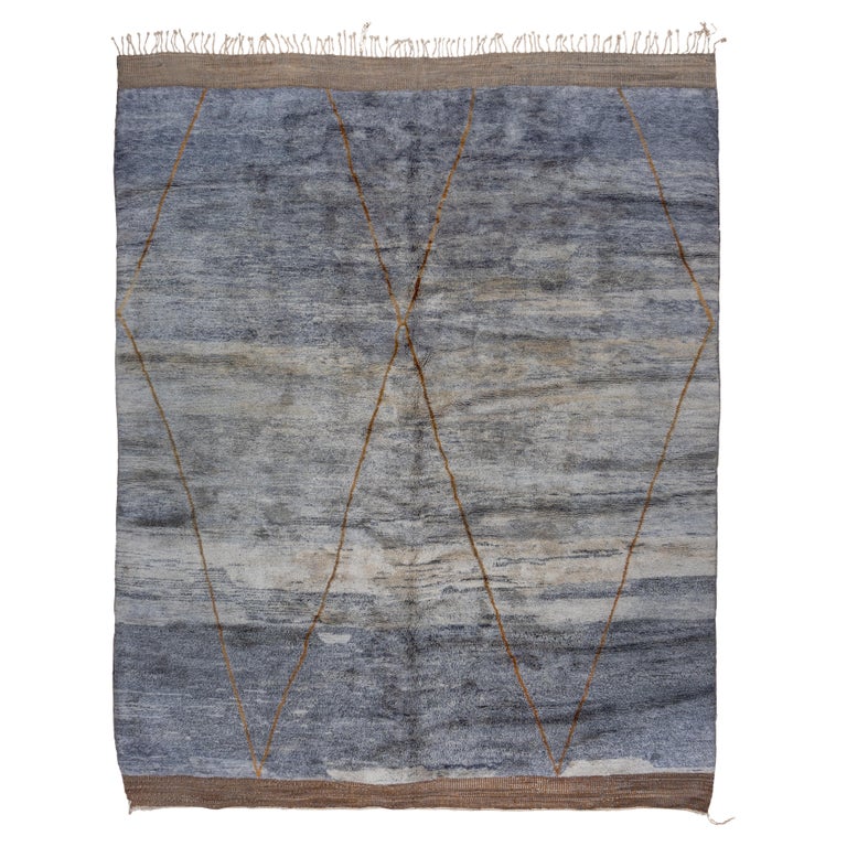Rust Diamond Rug Modernized Moroccan Beni Ourain Rug with Copper and Rust Diamonds For ...