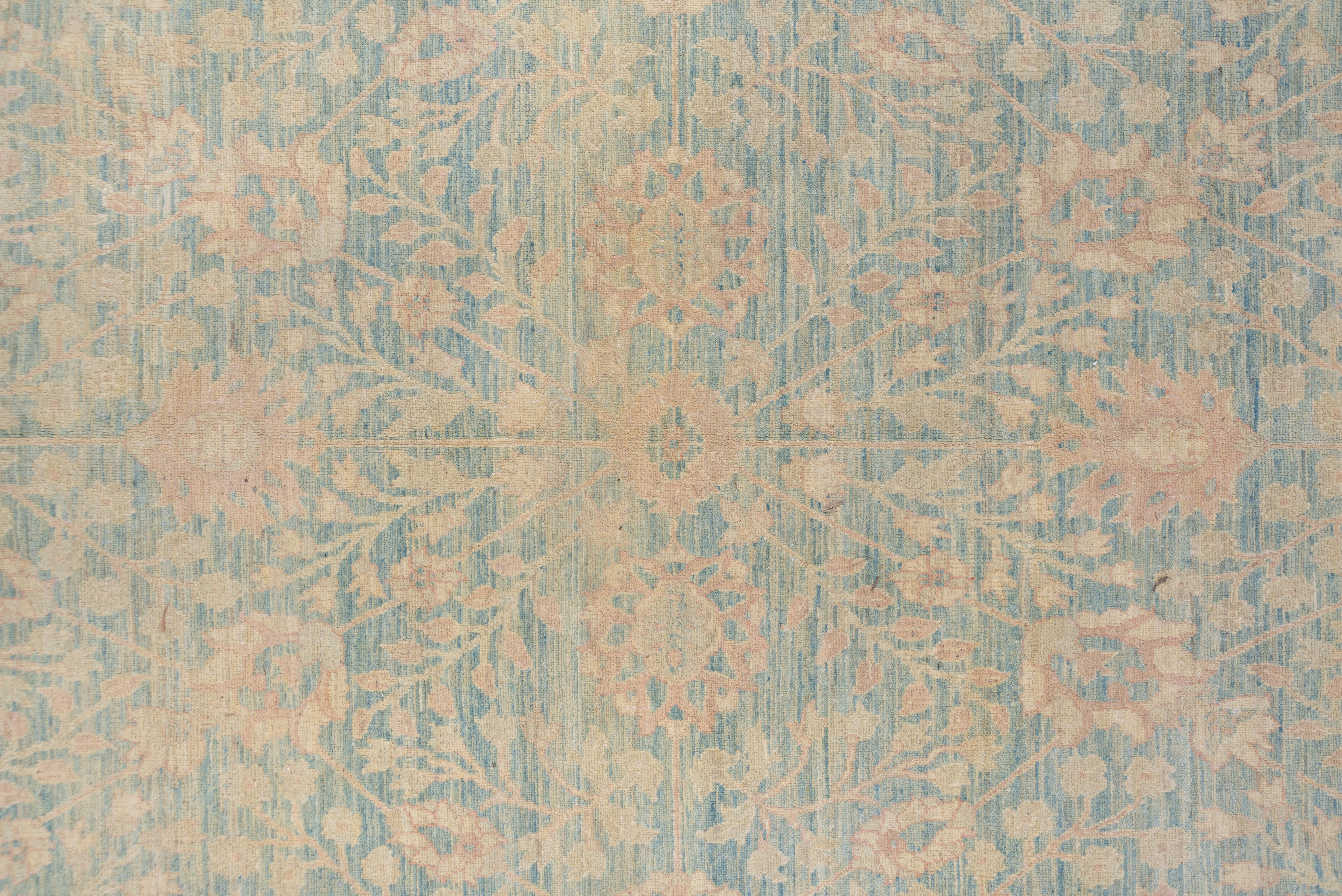 Wool Modernized Turkish Sivas Carpet, Afghan Woven, Blue Field