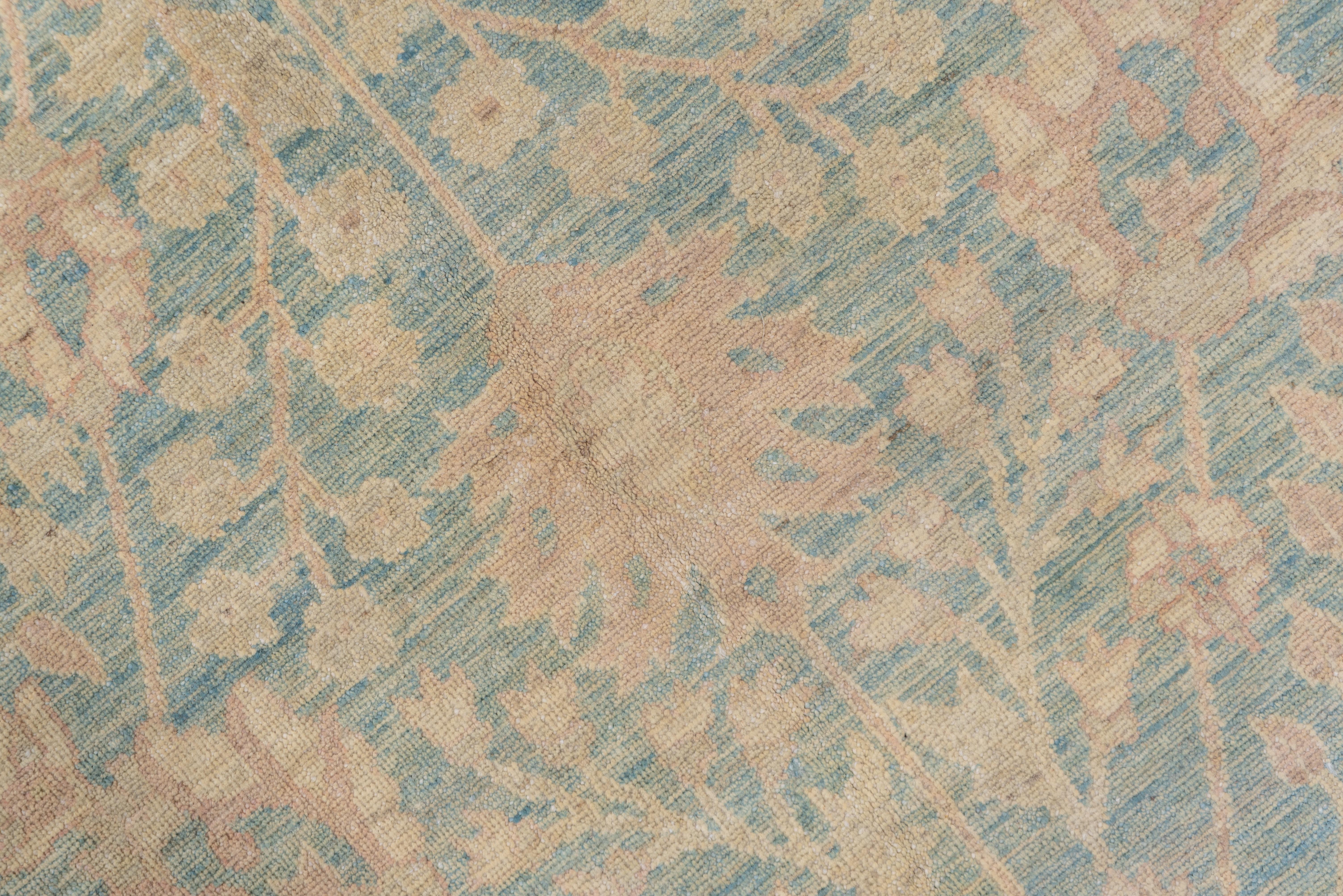 Modernized Turkish Sivas Carpet, Afghan Woven, Blue Field 1