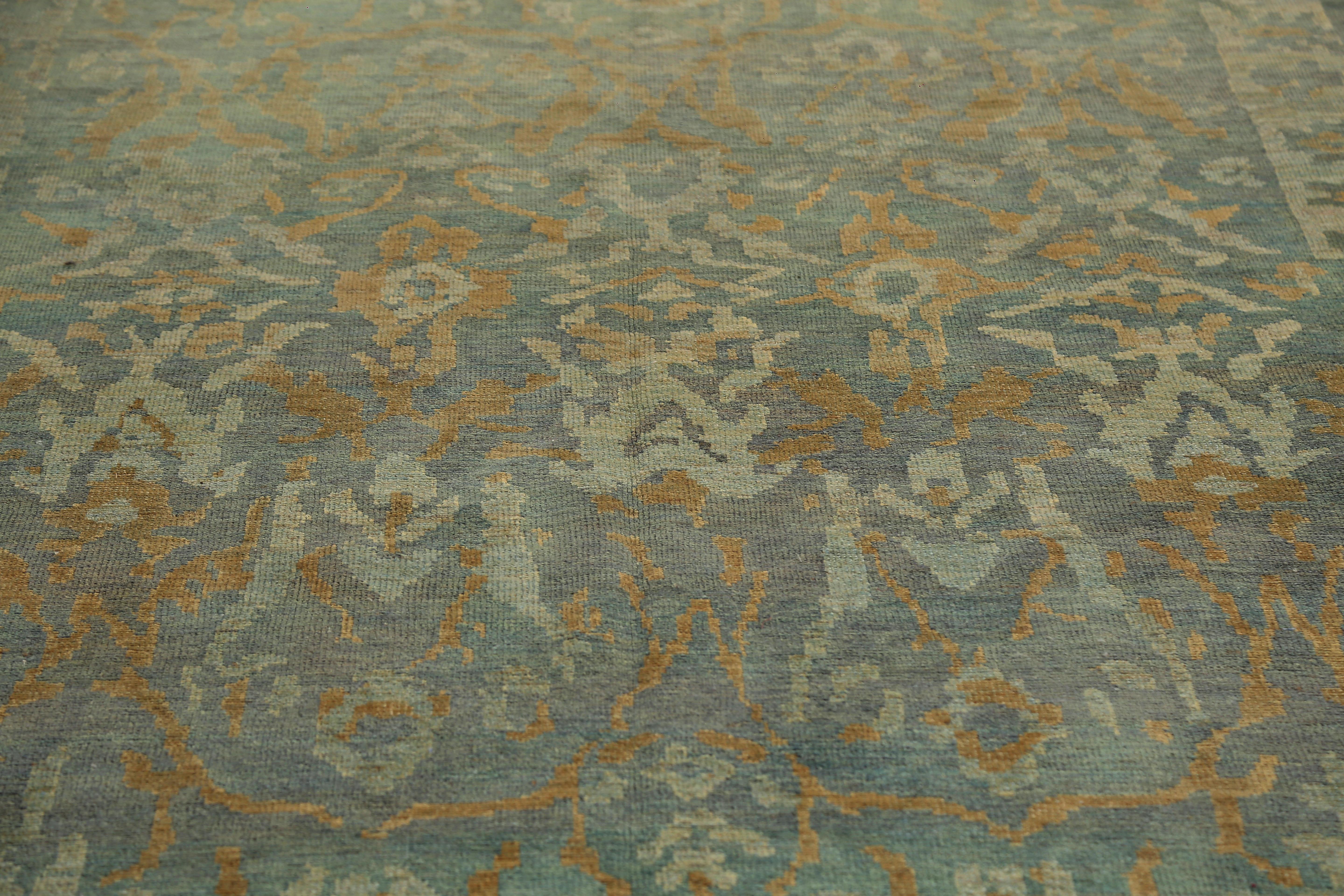20th Century Modernized Turkish Sultanabad Handmade Rug For Sale