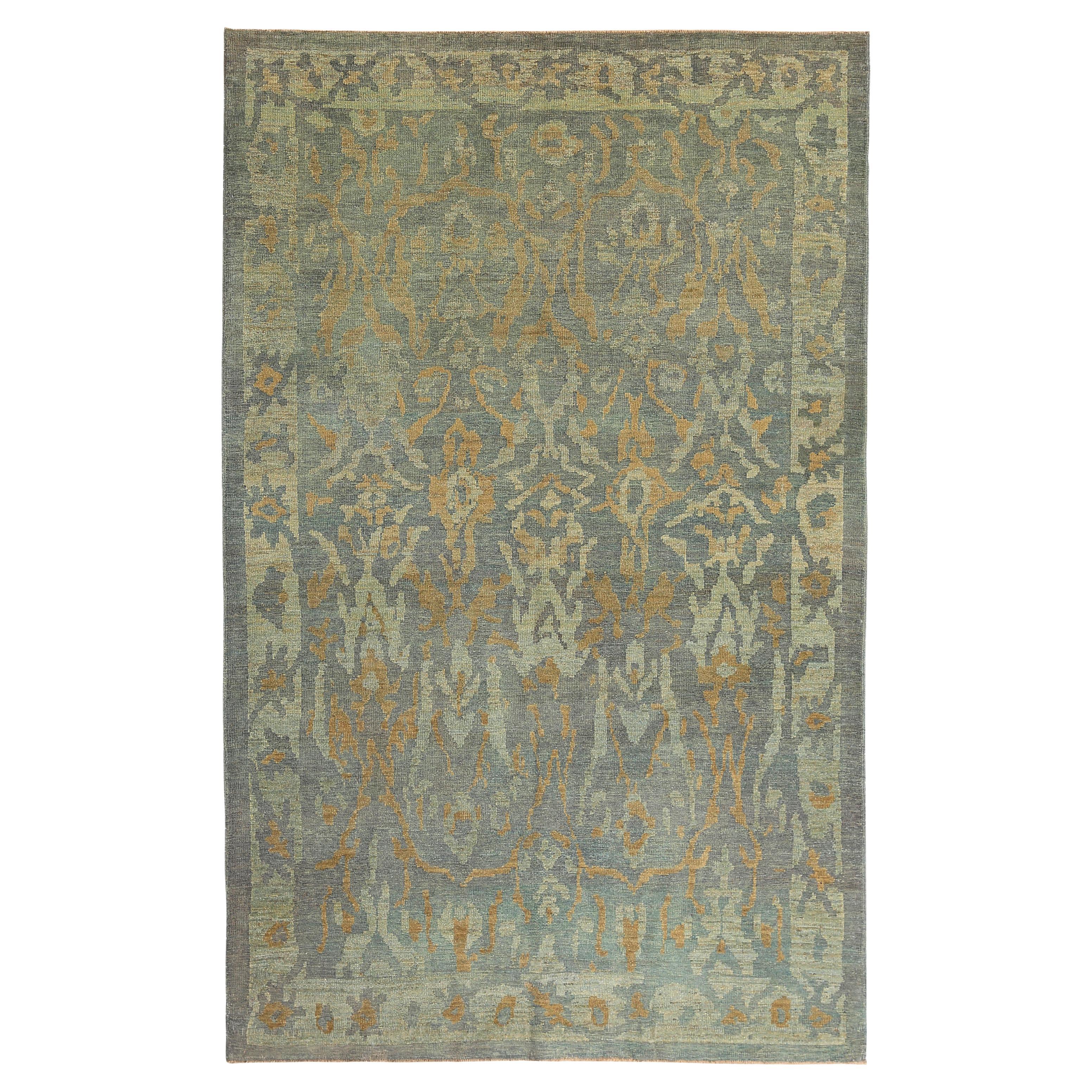 Modernized Turkish Sultanabad Handmade Rug For Sale