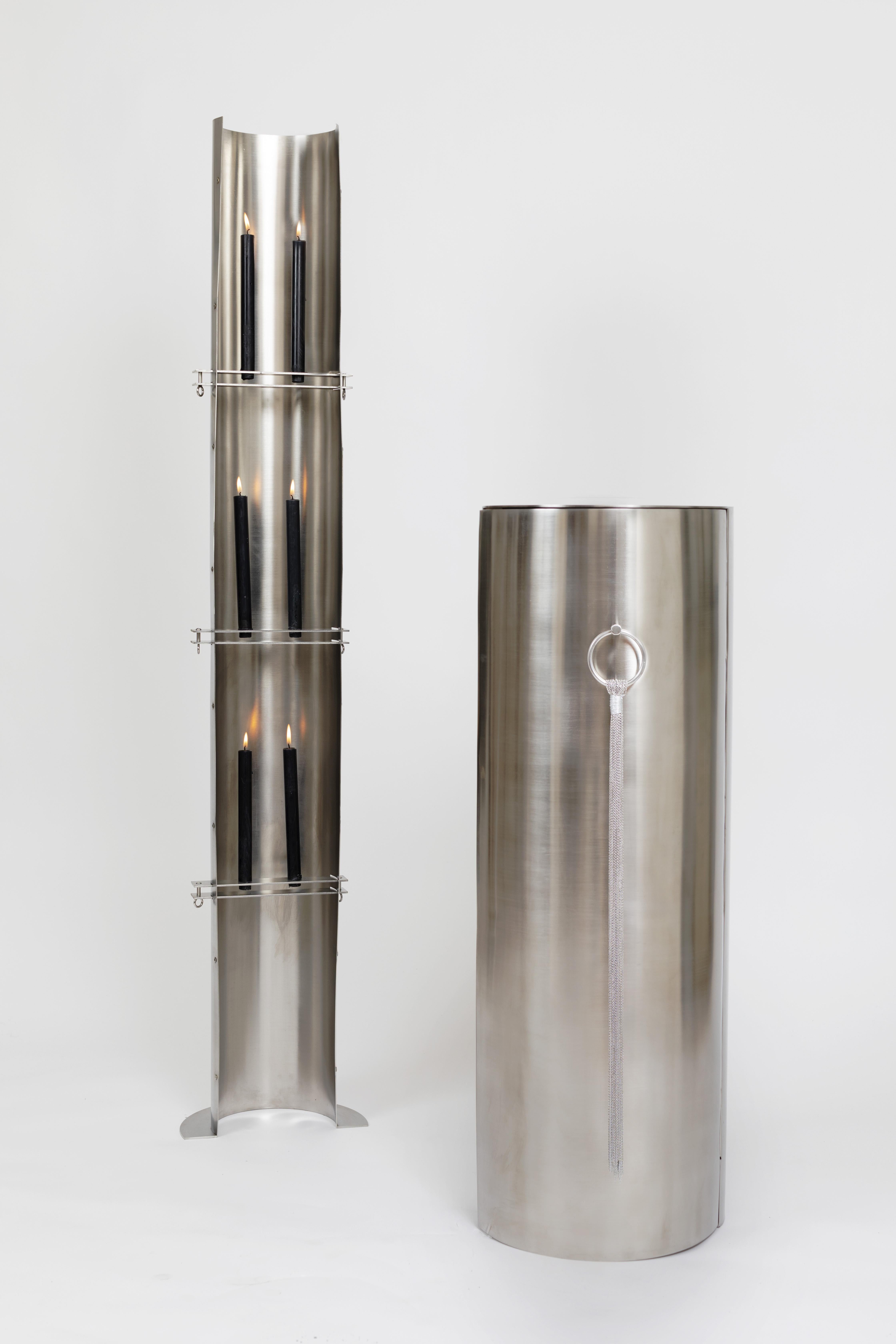 Modern Stainless Steel Floor Candle Candlestick mars collection In New Condition For Sale In Milano, IT