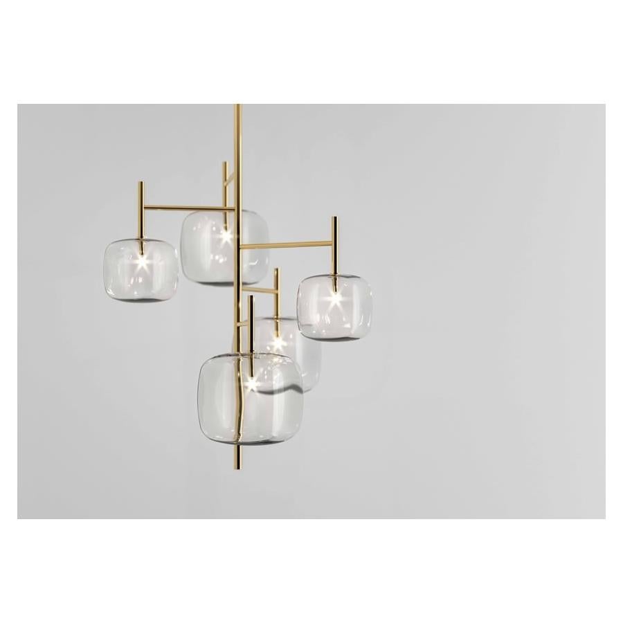 Italiano Moderno, lampada a sospensione in vetro a 5 luci di Massimo Castagna, Made in Italy in vendita