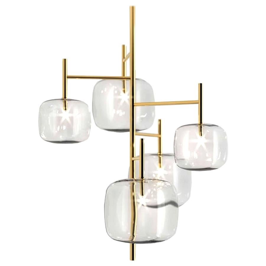 Moderno, Glass Pendant Lamp with 5-Lights by Massimo Castagna, Made in Italy For Sale