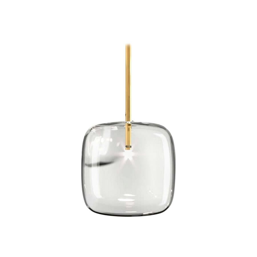 Moderno, Glass Pendant Lamp with Polished Gold Finish, Made in Italy For Sale