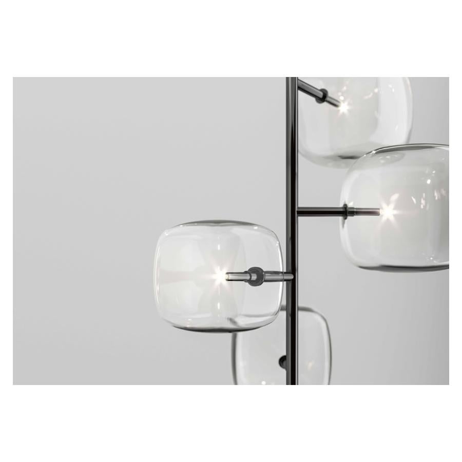 Italian Moderno, Glass Pendant Lamp with 4-Lights with Black Nickel Finish Made in Italy For Sale