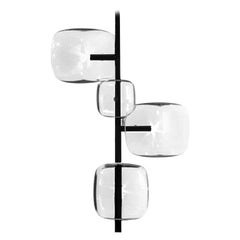 Moderno, Glass Pendant Lamp with 4-Lights with Black Nickel Finish Made in Italy