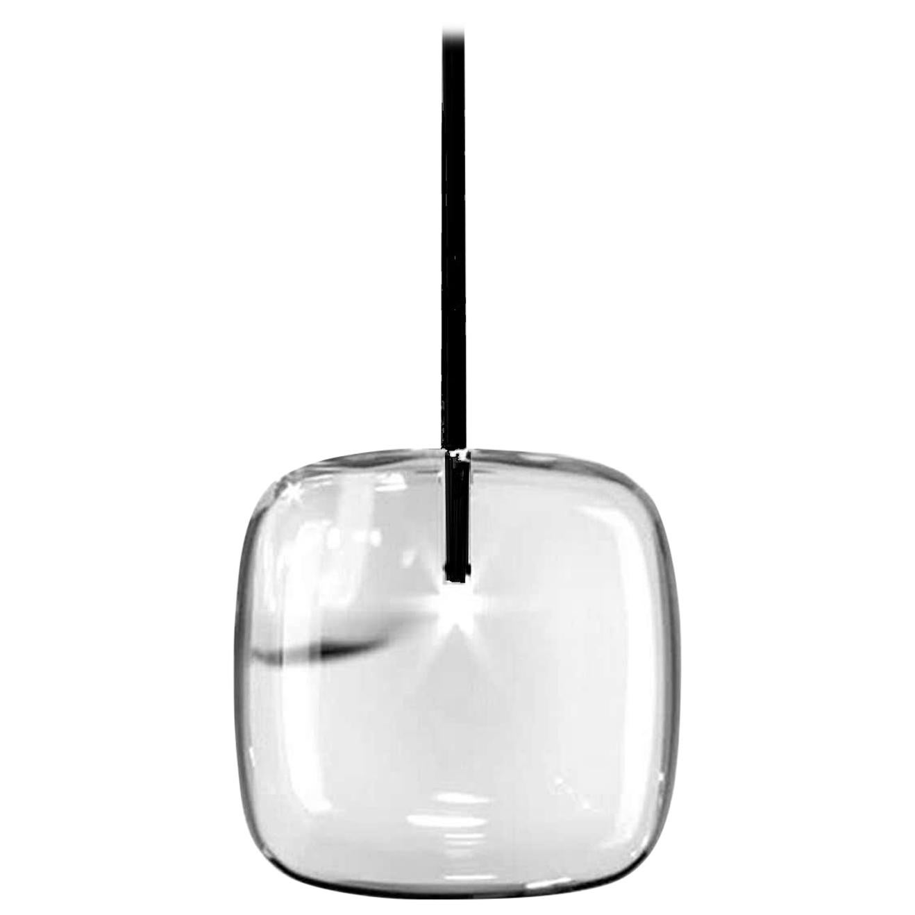 Moderno, Glass Pendant Lamp with Black Nickel Finish, Made in Italy For Sale
