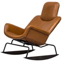 "Moderno" Leather Rocking Chair by Yrjö Kukkapuro, Finland, 1960s