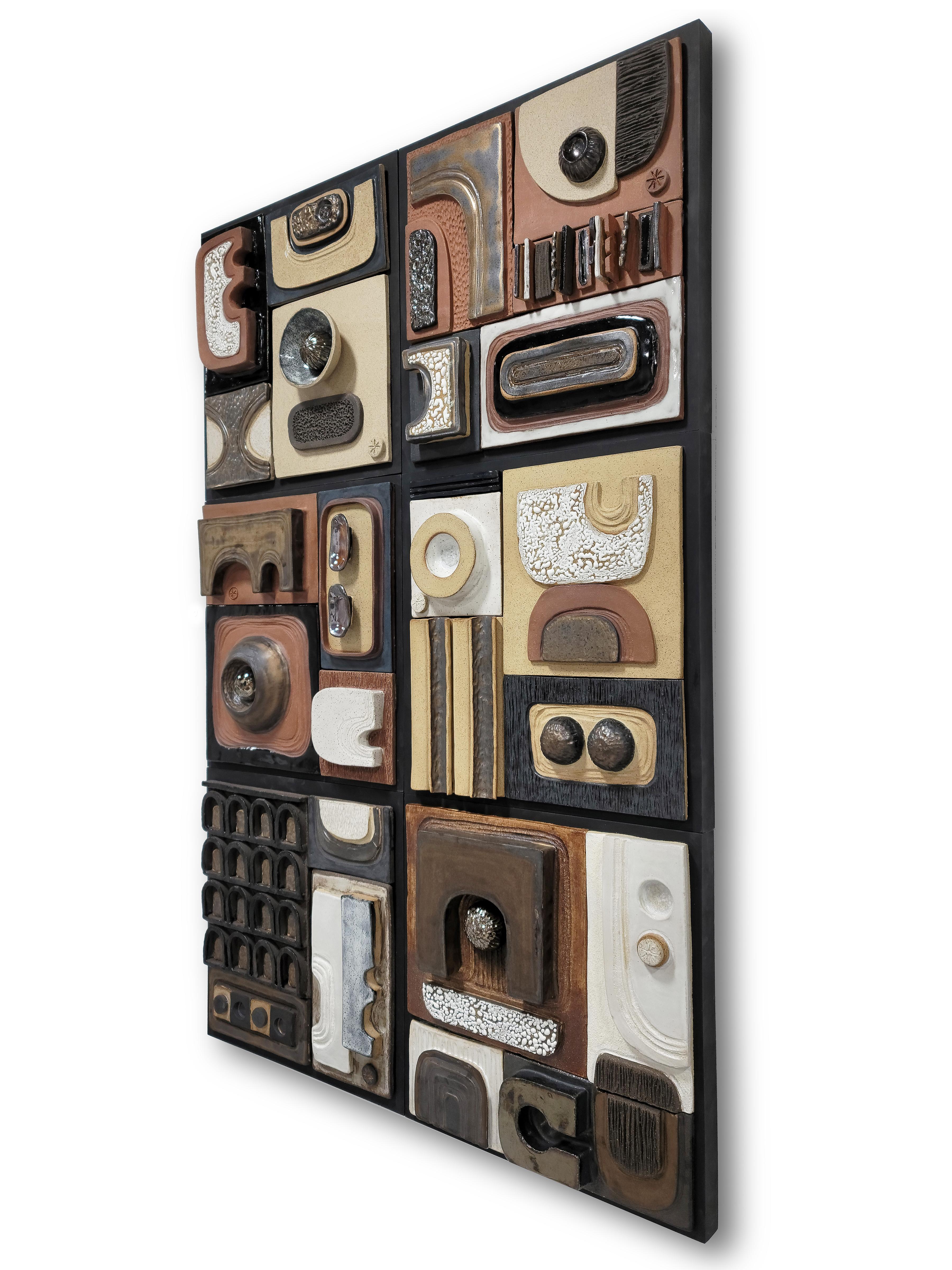 Trish DeMasi
Moderno wall installation, Architettura, 2021
Mixed glazed stoneware
Measures: 4 x 40 x 60 in (6 panels 4 x 20 x 20 in each)

Moderno collection. An exploration in building materials and forms. I combined different clay bodies,