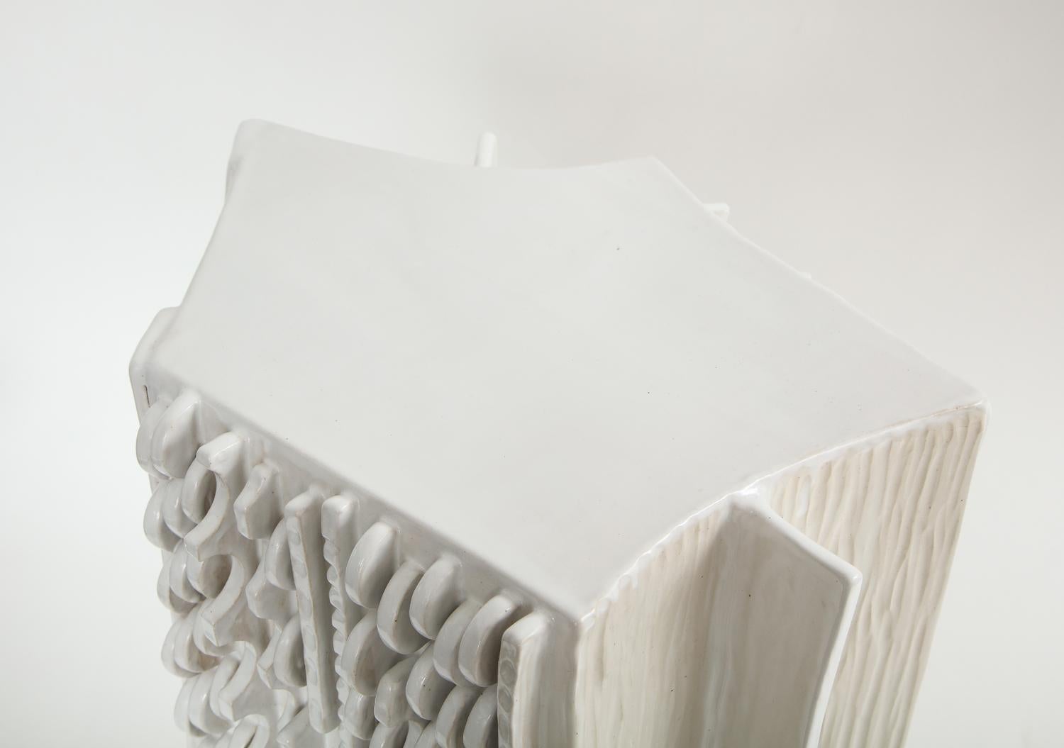 Contemporary Moderno White Vessel in Glazed Ceramic by Trish DeMasi