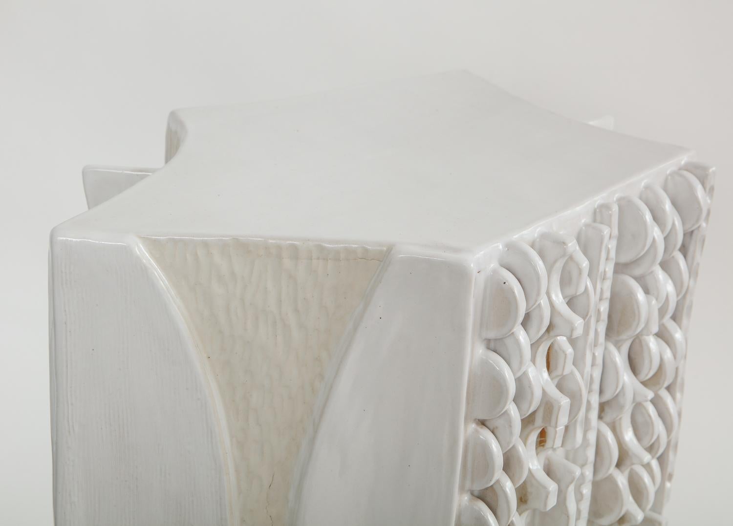 Moderno White Vessel in Glazed Ceramic by Trish DeMasi 1