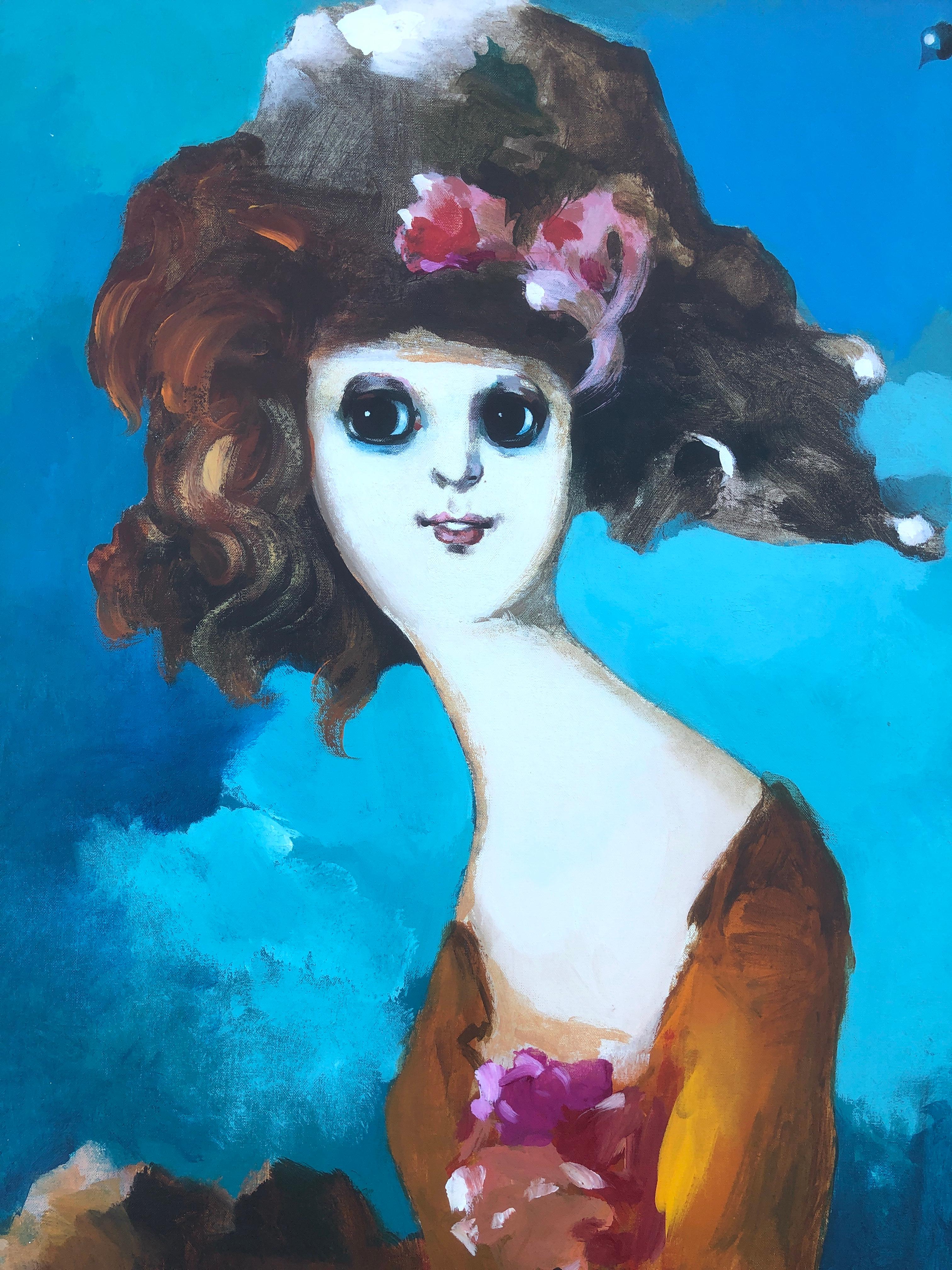 Mediterranea oil on canvas painting woman portrait For Sale 2