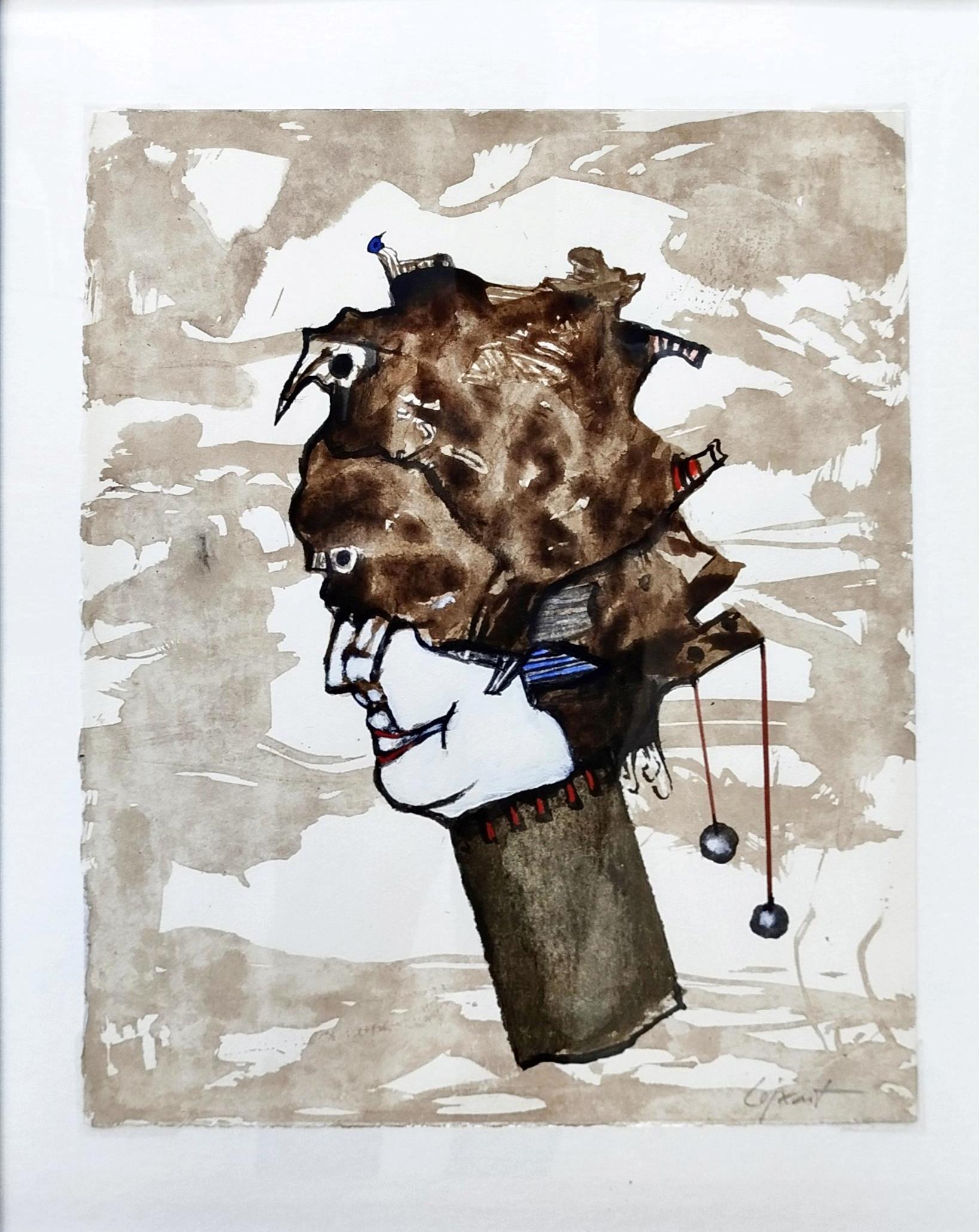 MODEST CUIXART pintura sobre cartón en técnica mixta - Still-Life Painting Gris de Modest Cuixart i Tàpies