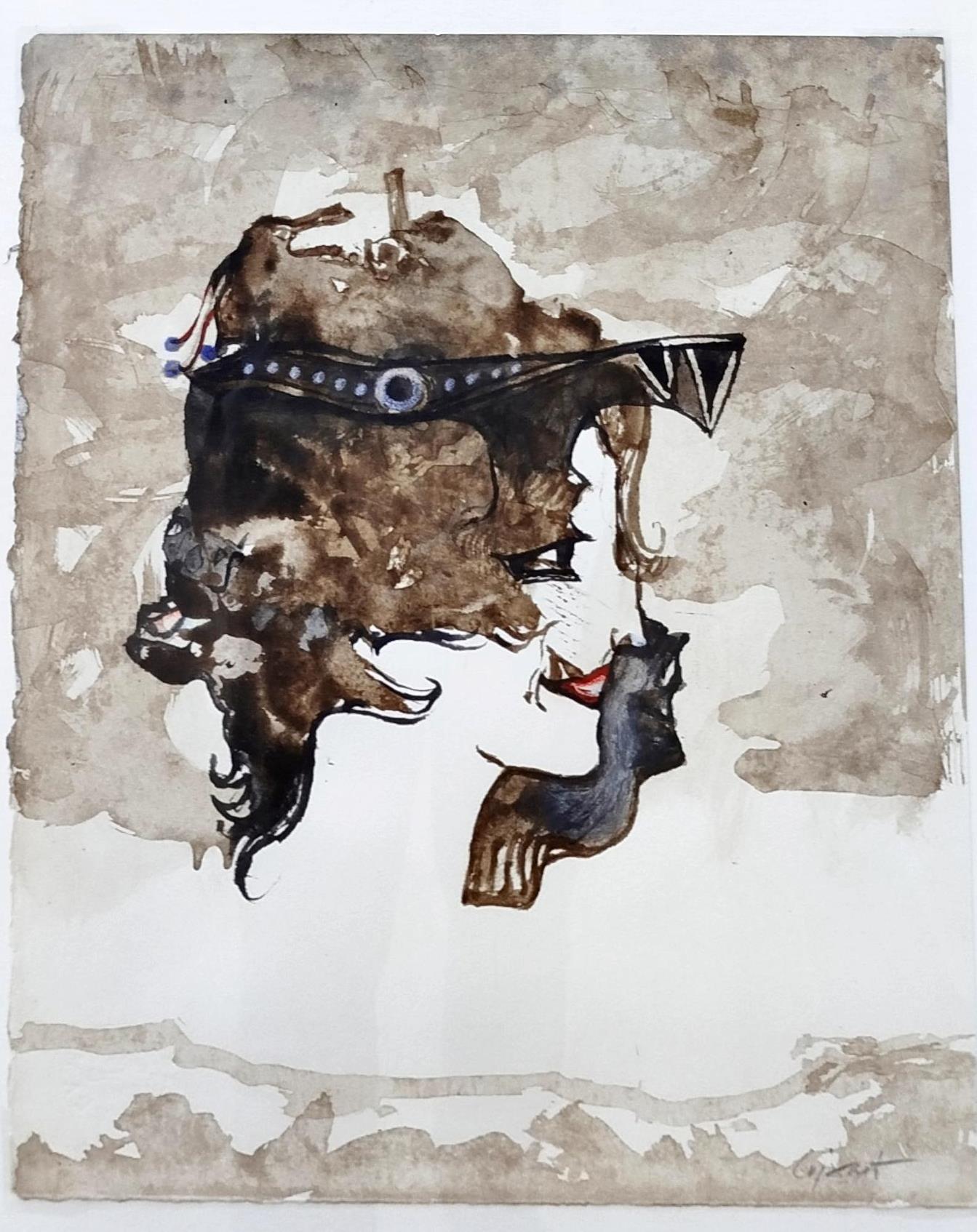 MODEST CUIXART. pittura a tecnica mista su cartone - Still-Life Painting Grigio di Modest Cuixart i Tàpies
