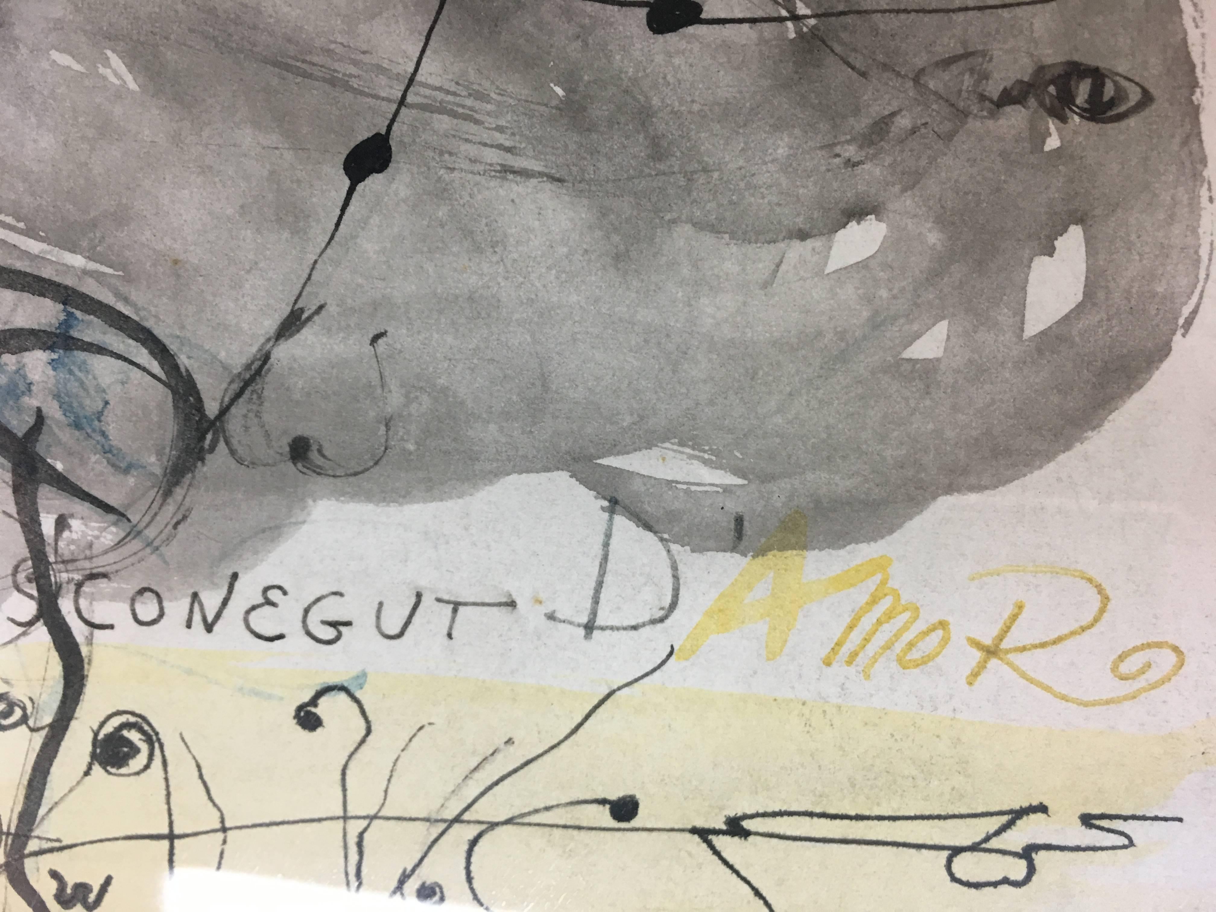 Un vent Desconegut- original abstract watercolor painting - 1961 - Abstract Painting by Modest Cuixart i Tàpies