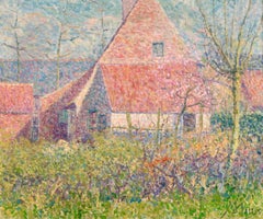Farmhouse in Spring - Post Impressionist Pointillist Oil Landscape - Modest Huys