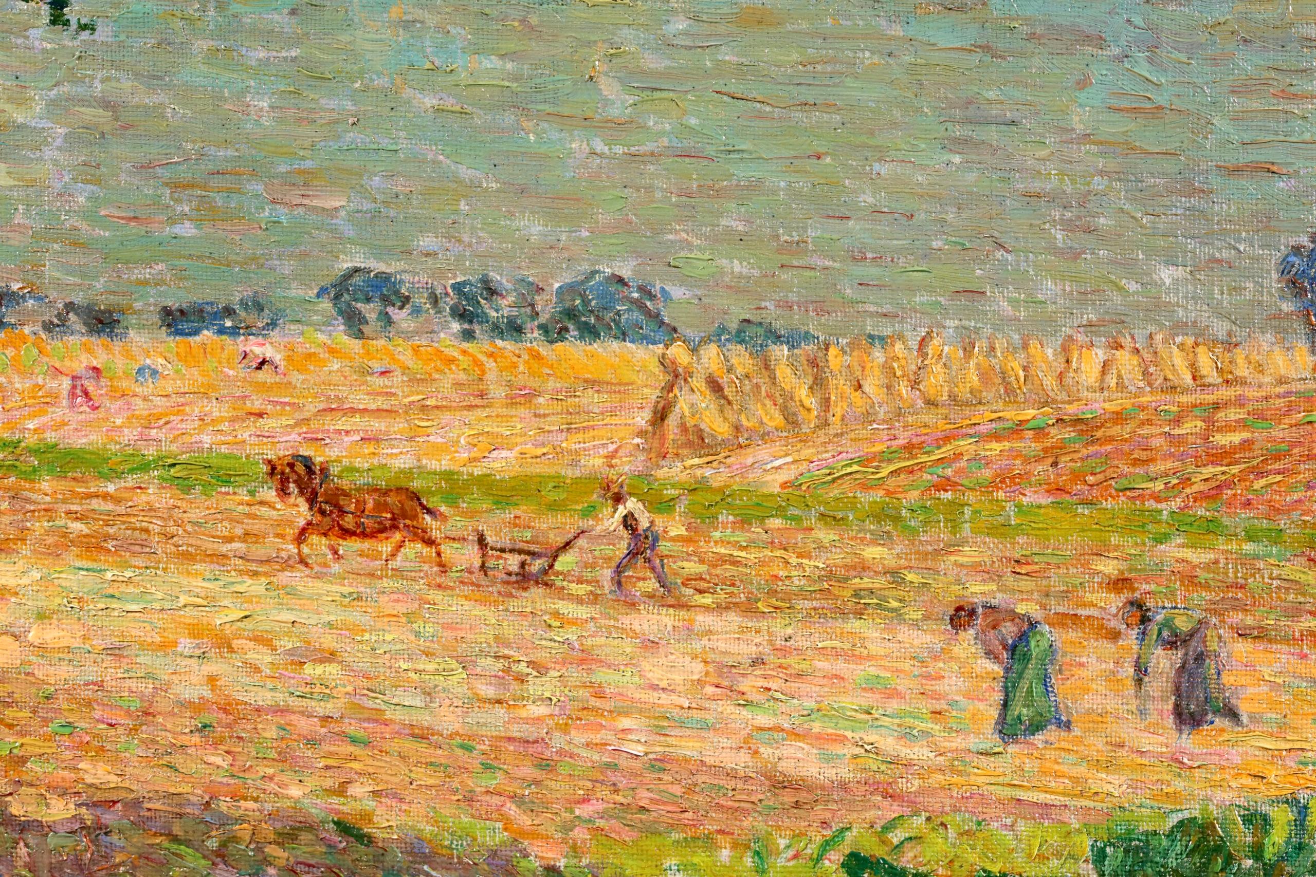 Le temps des récoltes - Figures post-impressionnistes dans un paysage à l'huile par Modest Huys en vente 10