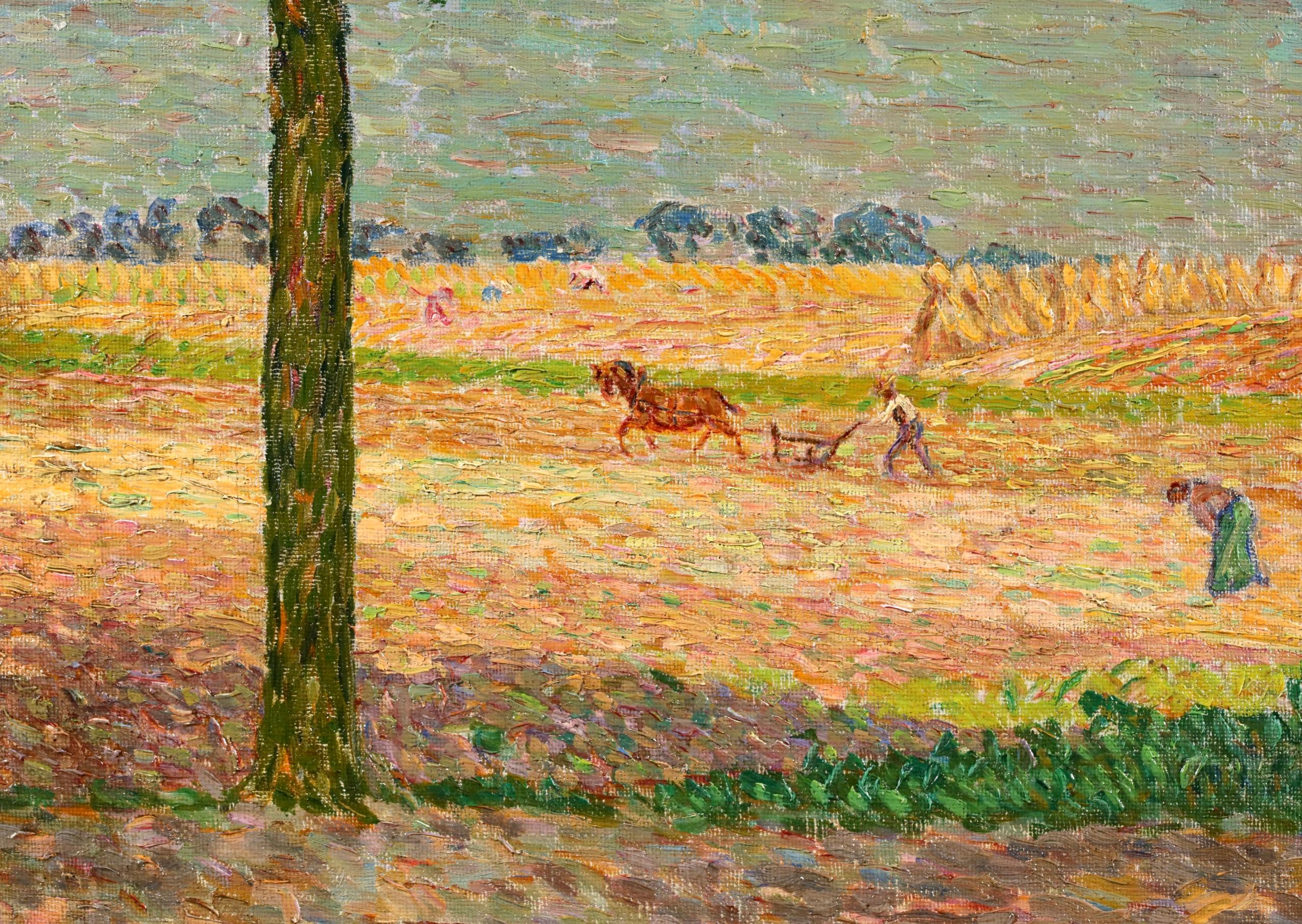 Le temps des récoltes - Figures post-impressionnistes dans un paysage à l'huile par Modest Huys en vente 2