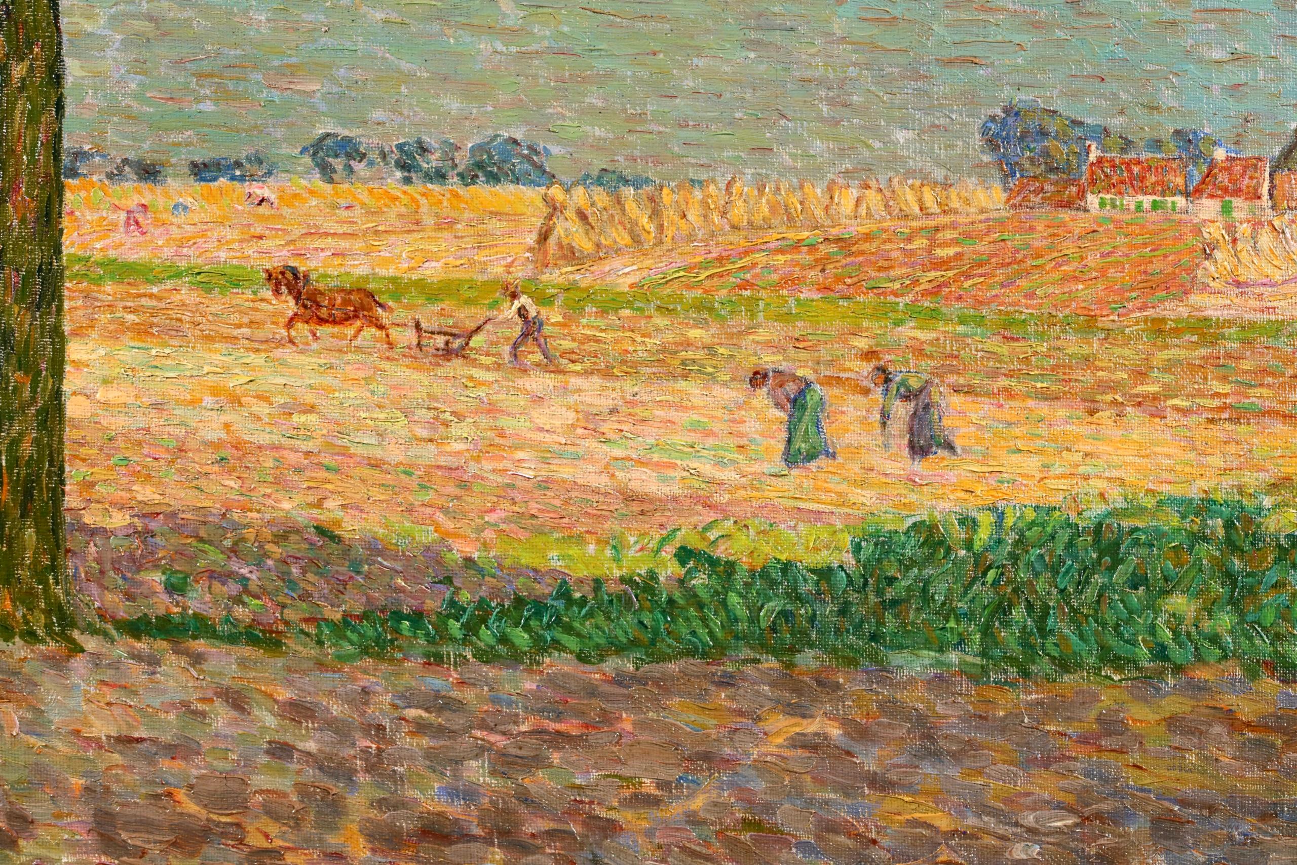 Le temps des récoltes - Figures post-impressionnistes dans un paysage à l'huile par Modest Huys en vente 3