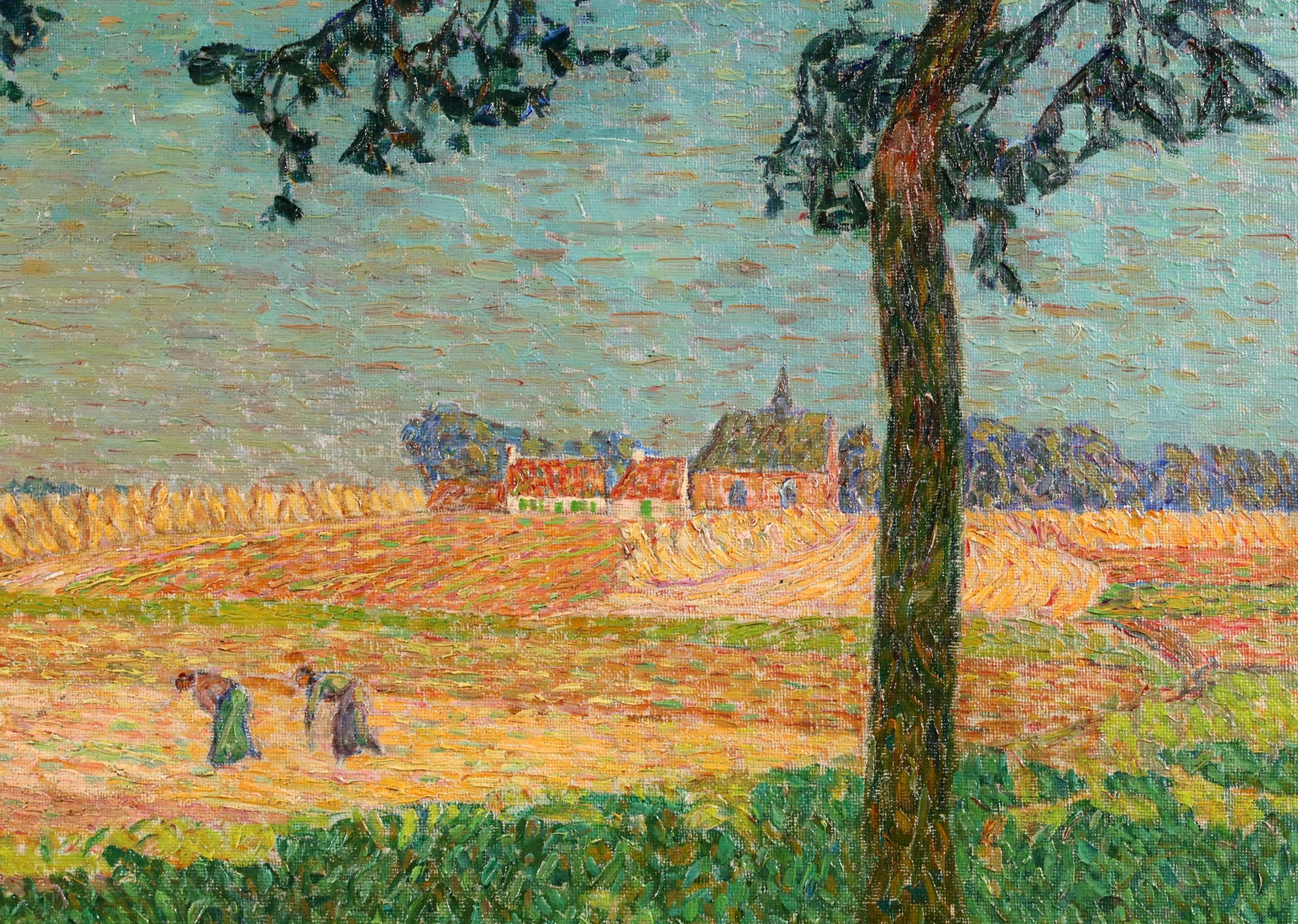 Le temps des récoltes - Figures post-impressionnistes dans un paysage à l'huile par Modest Huys en vente 5