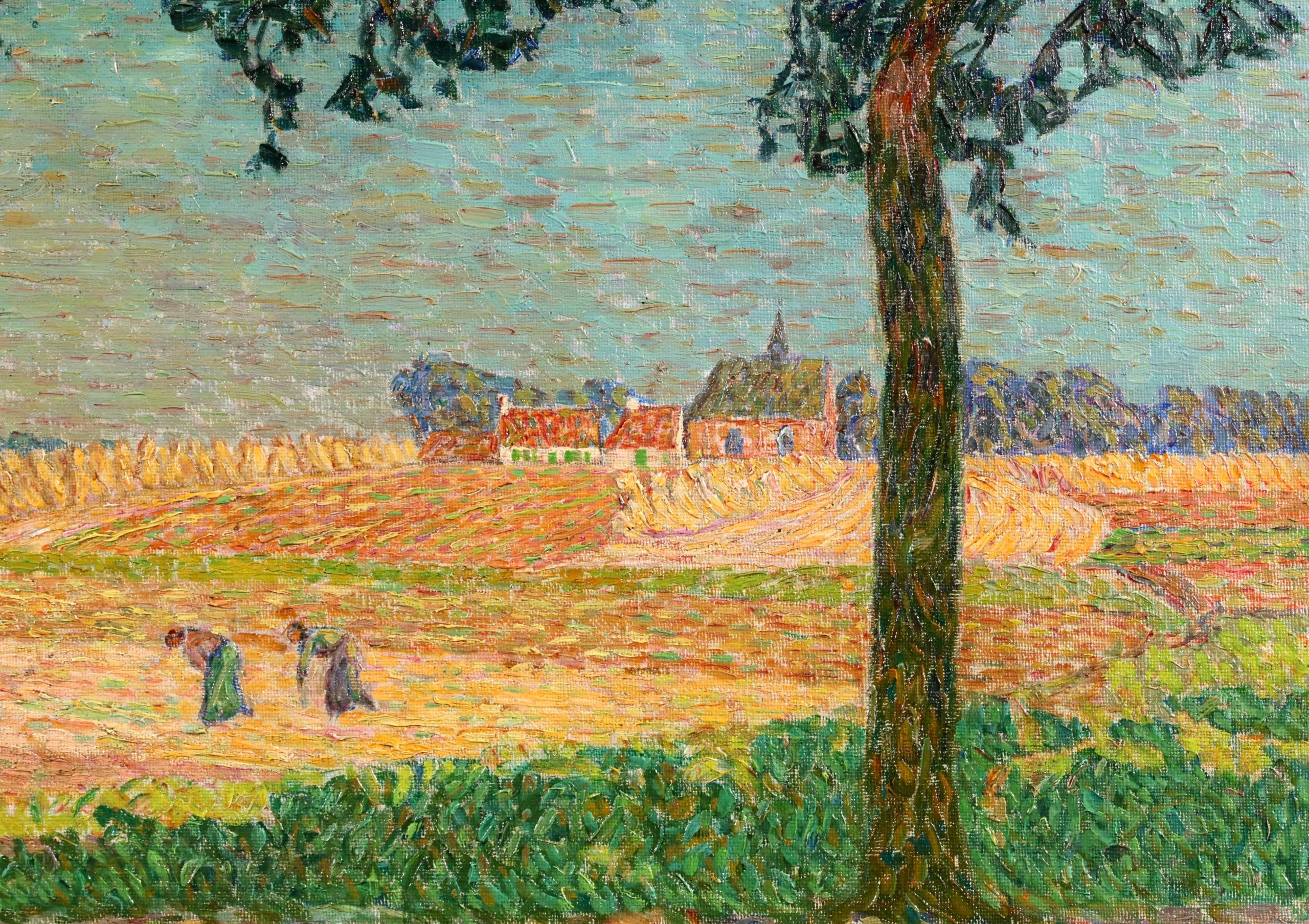 Le temps des récoltes - Figures post-impressionnistes dans un paysage à l'huile par Modest Huys en vente 6