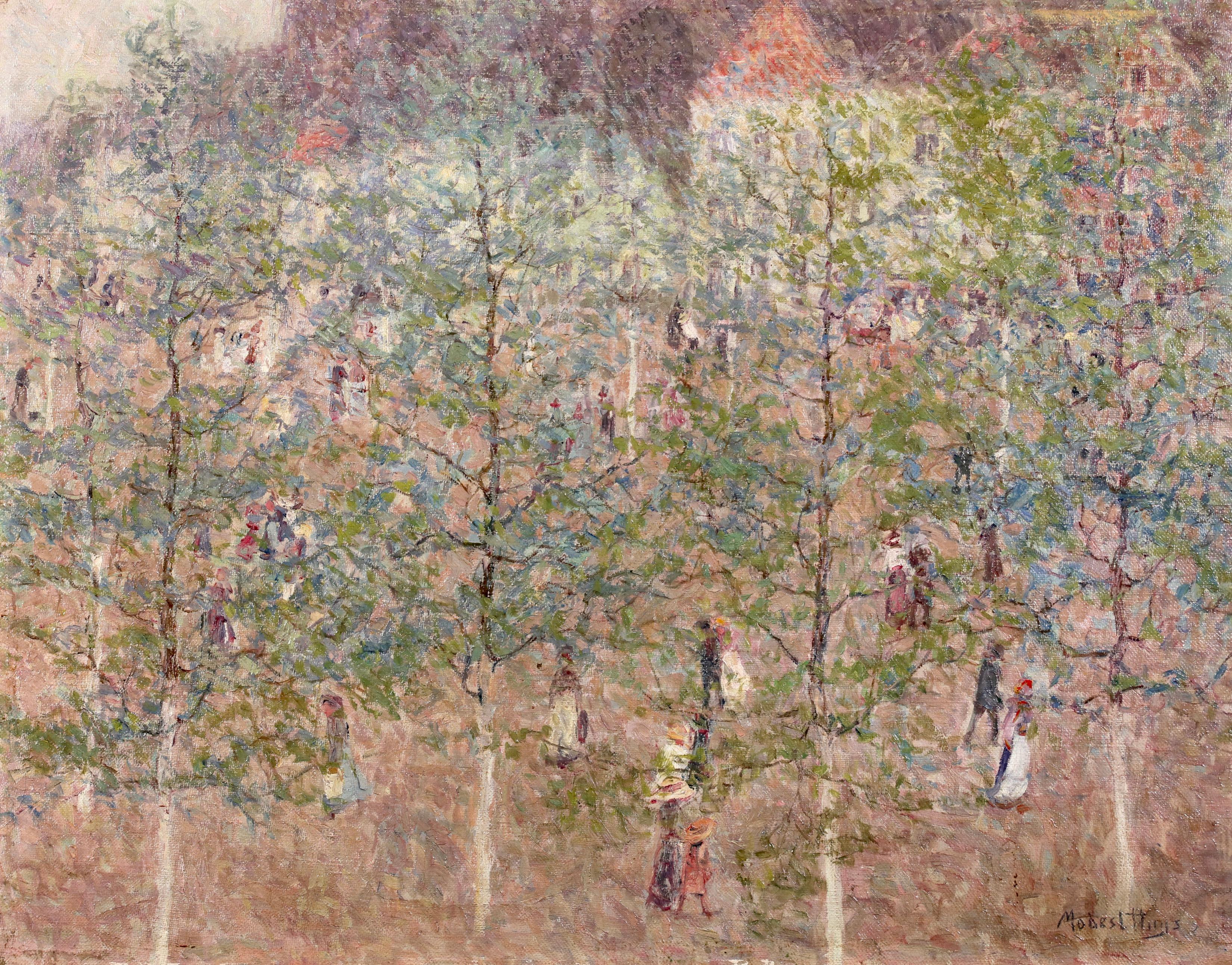 La Grande Parc a Oudenaarde – Postimpressionistische Landschaft, Öl von Modest Huys im Angebot 1