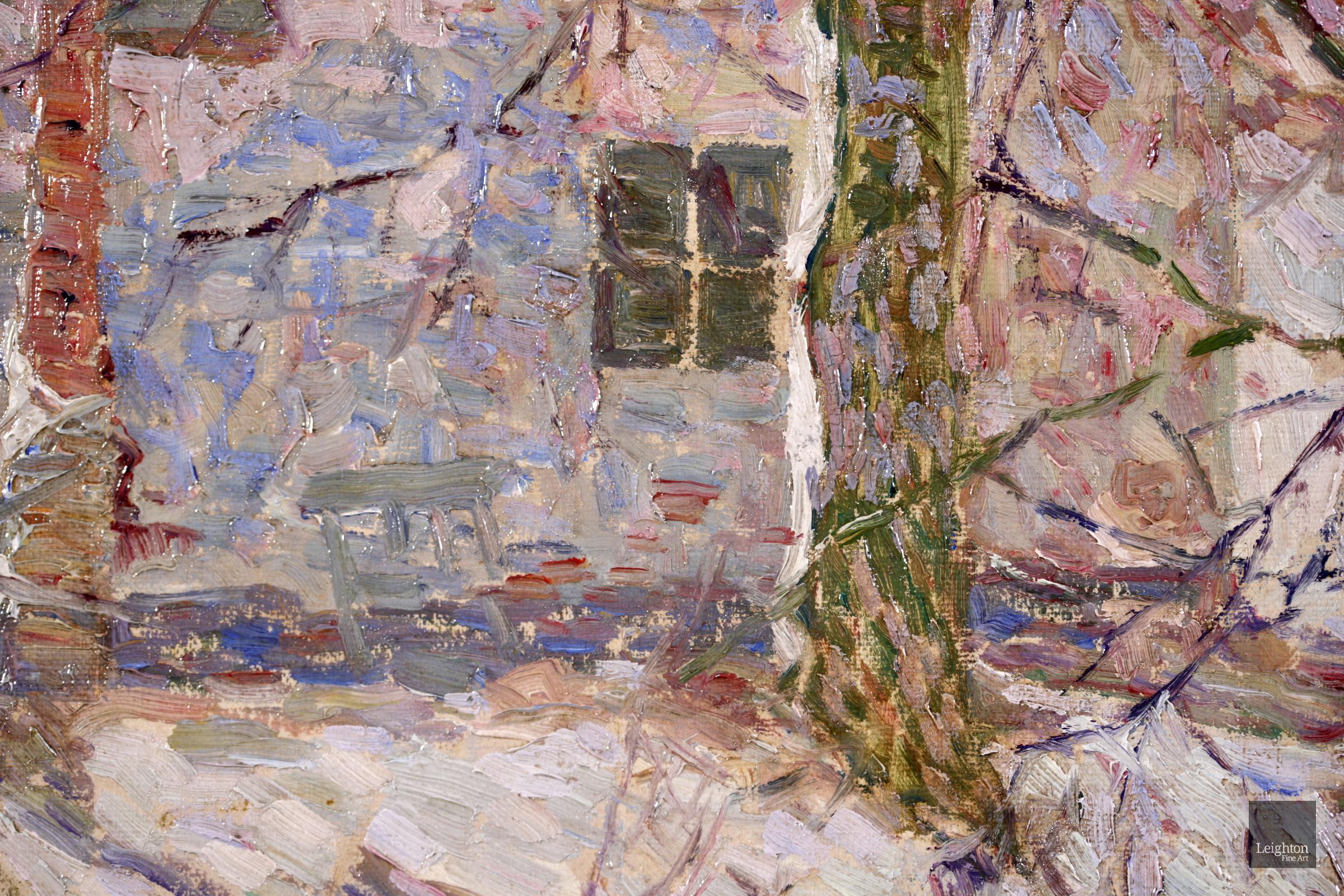 Snow on the Farm - Post Impressionist Oil, Snowy Winter Landscape by Modest Huys 10