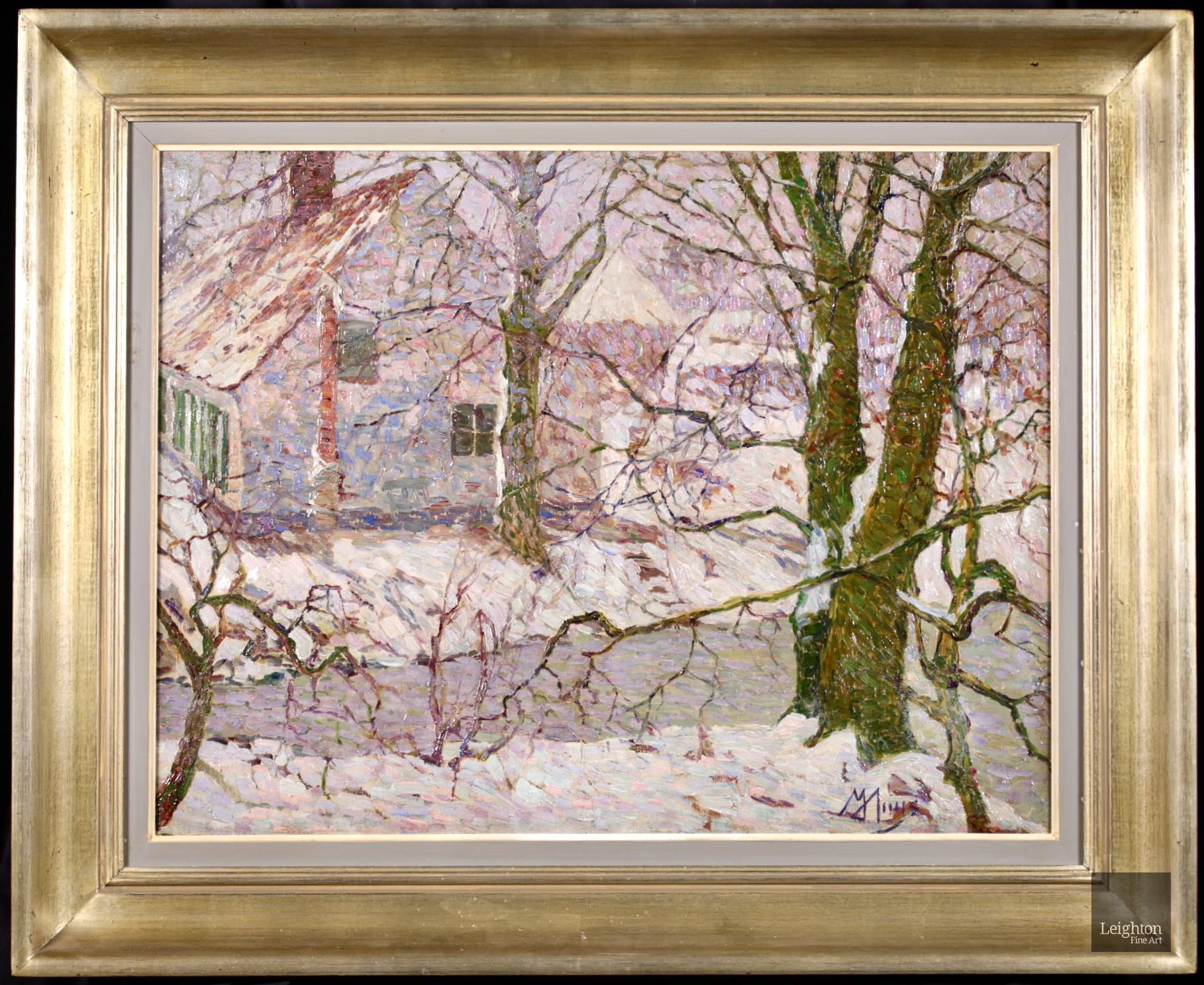 Snow on the Farm - Post Impressionist Oil, Snowy Winter Landscape by Modest Huys