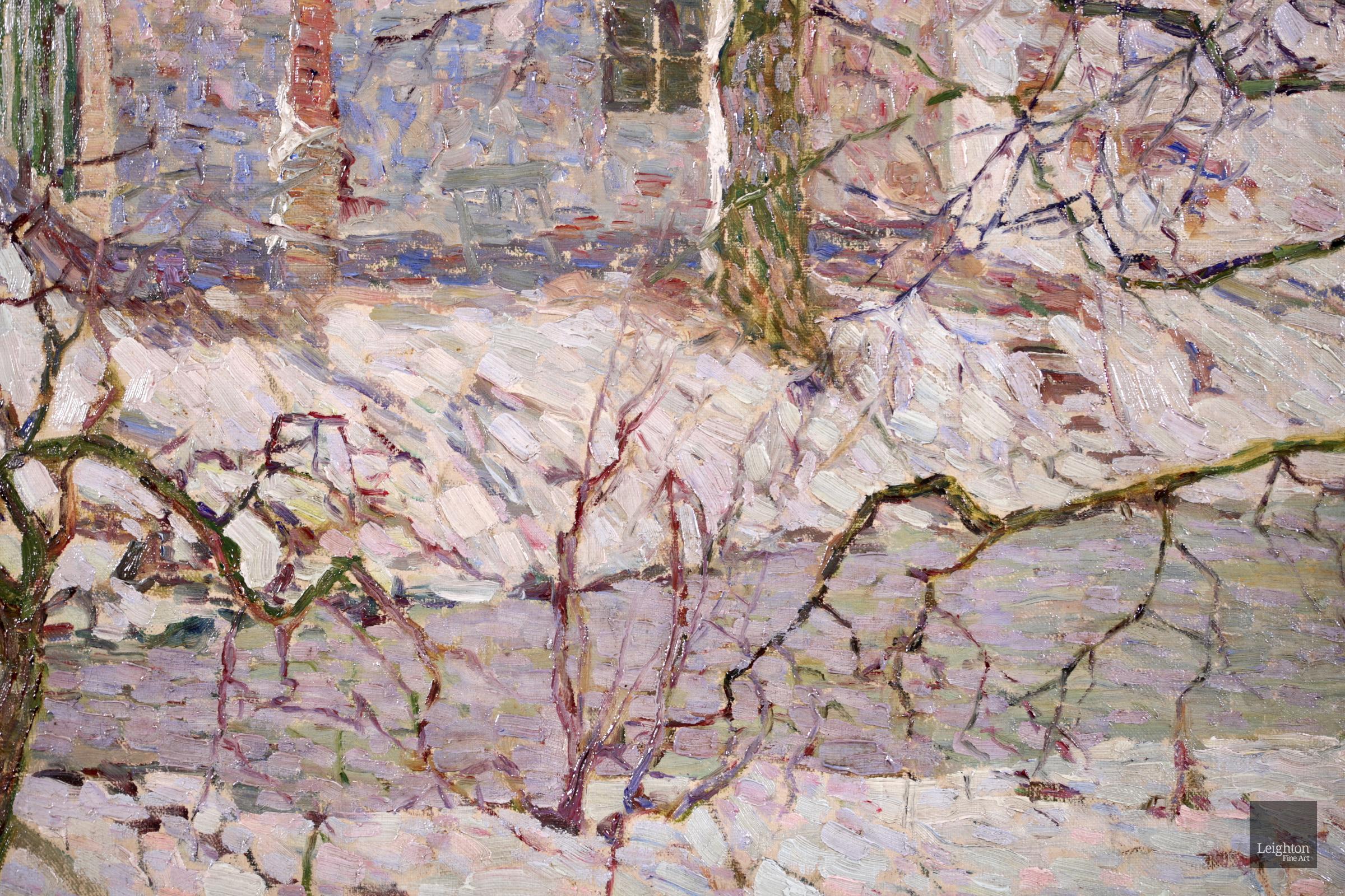 Snow on the Farm - Post Impressionist Oil, Snowy Winter Landscape by Modest Huys 8