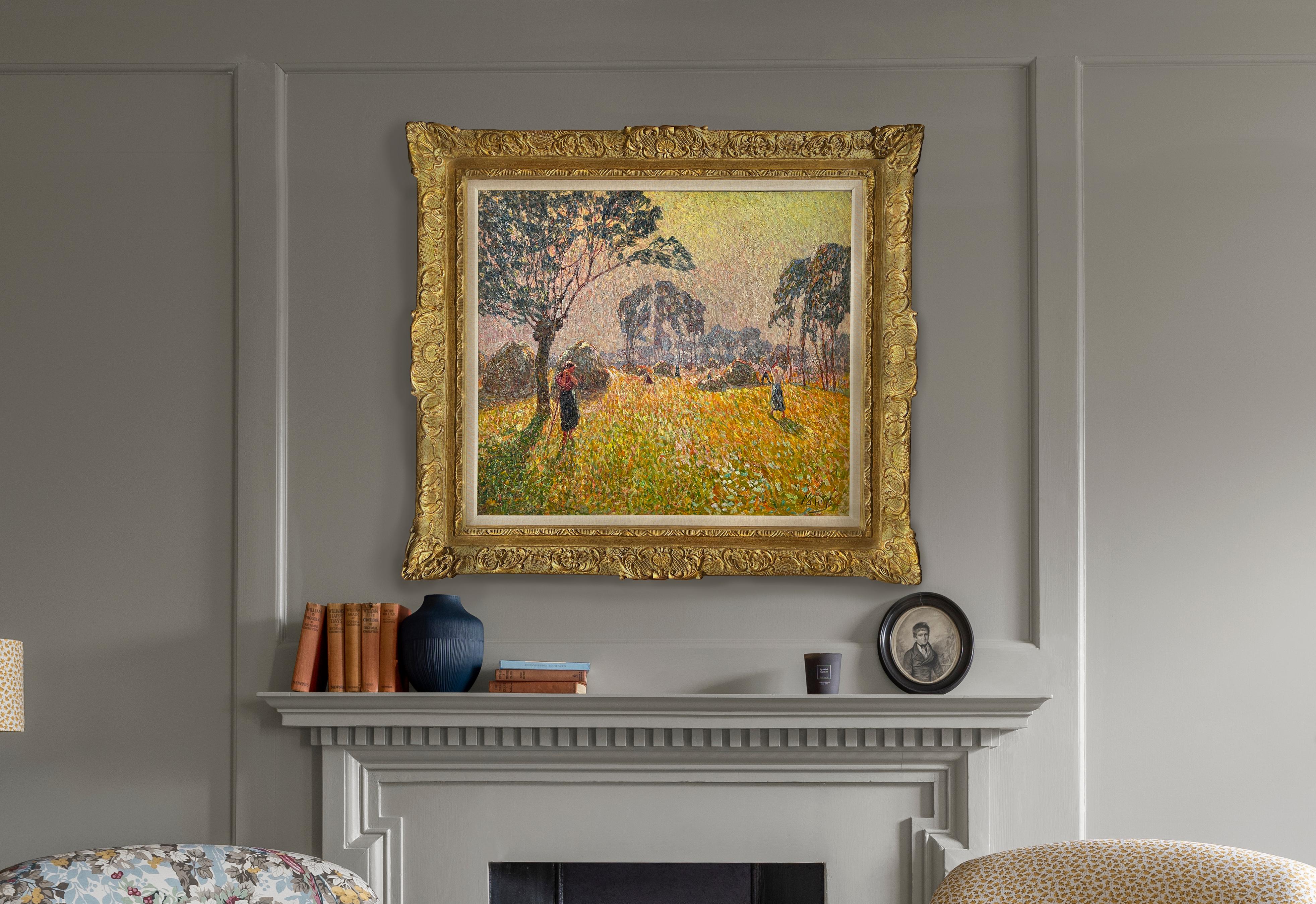 La récolte - Marron Landscape Painting par Modest Huys