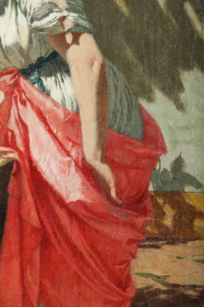 Lovers at the Fountain - Italian 19th Century Figurative Oil on Canvas Painting 1