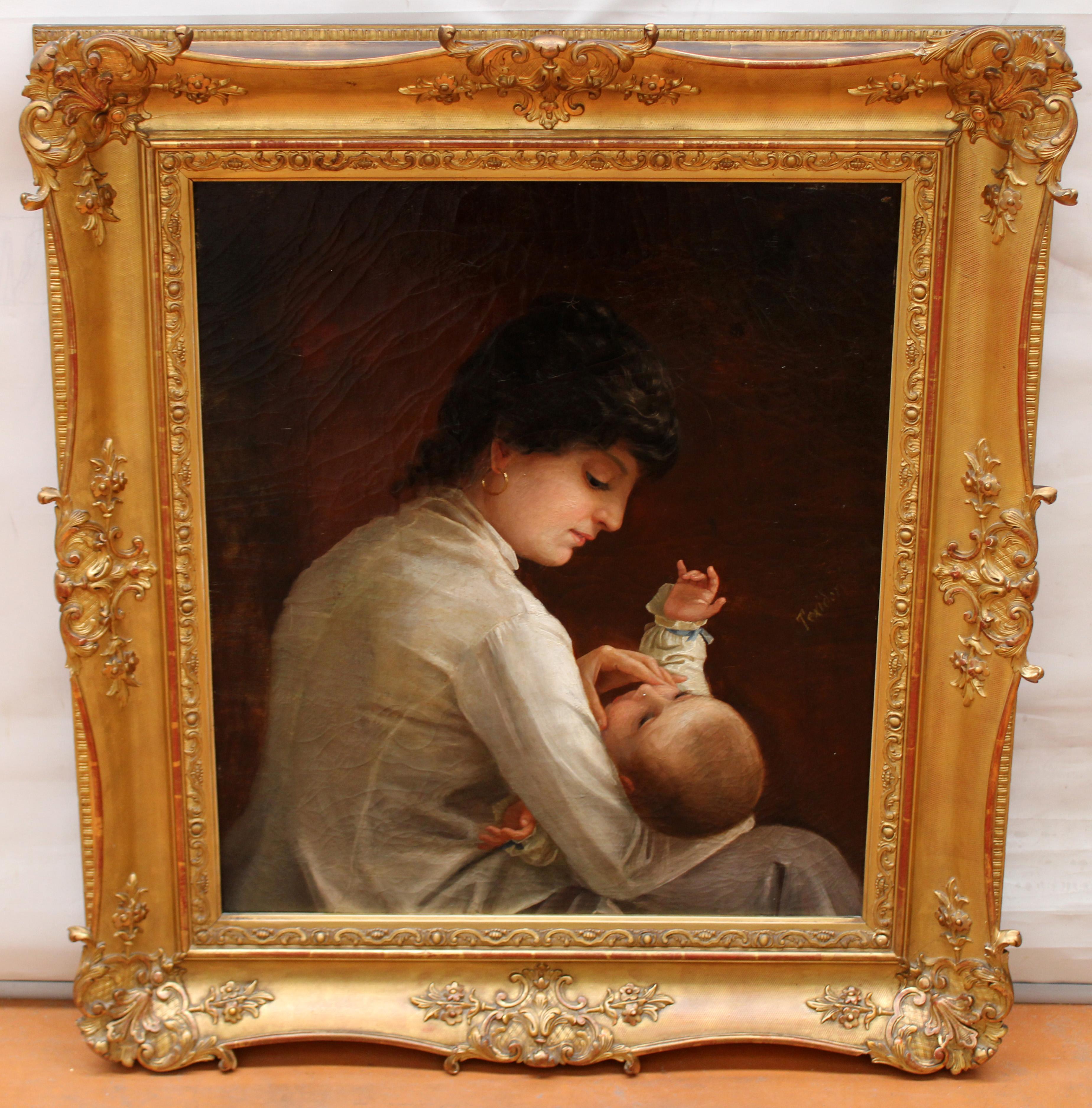 Óleo sobre lienzo - Maternidad - Painting de Modesto Teixidor y Torres