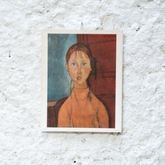 Modigliani Amadeo Mädchen mit Zöpfen Abrams Druck, um 1970