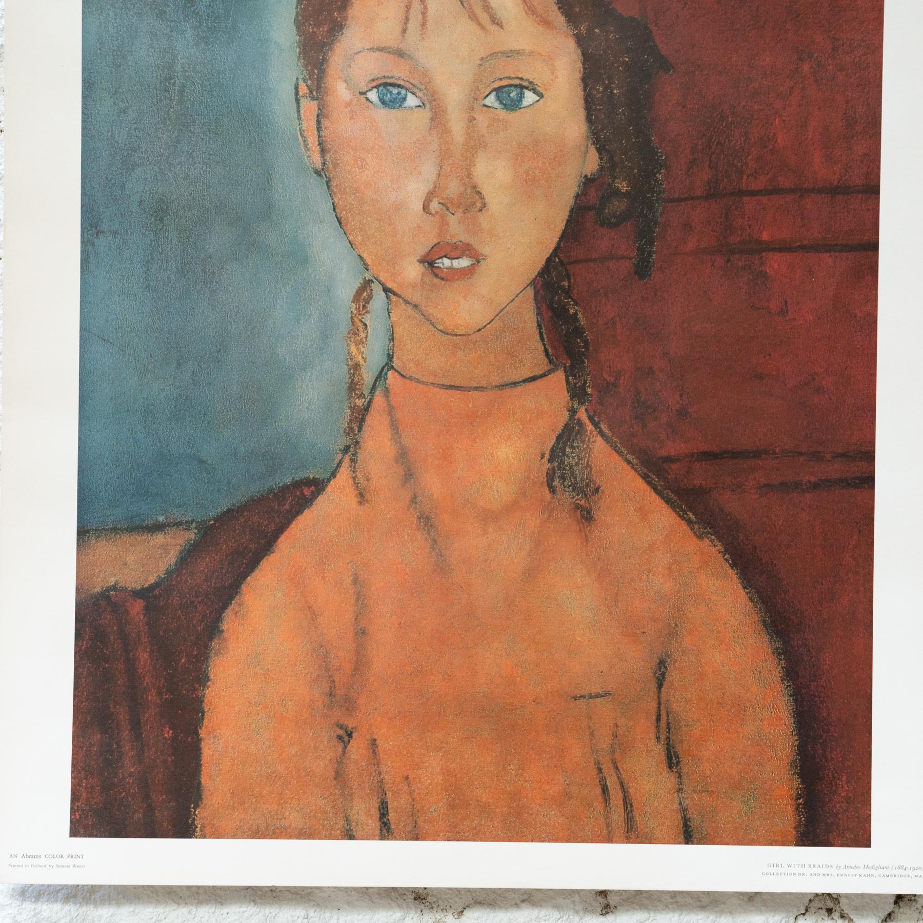 Modigliani Amadeo “Girls with Braids” Abrams Print, circa 1970 In Good Condition For Sale In Barcelona, ES