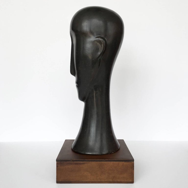 Modigliani Style Modernist Ceramic Male Head Sculpture at 1stDibs