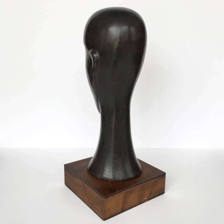 Modigliani Style Modernist Ceramic Male Head Sculpture at 1stDibs