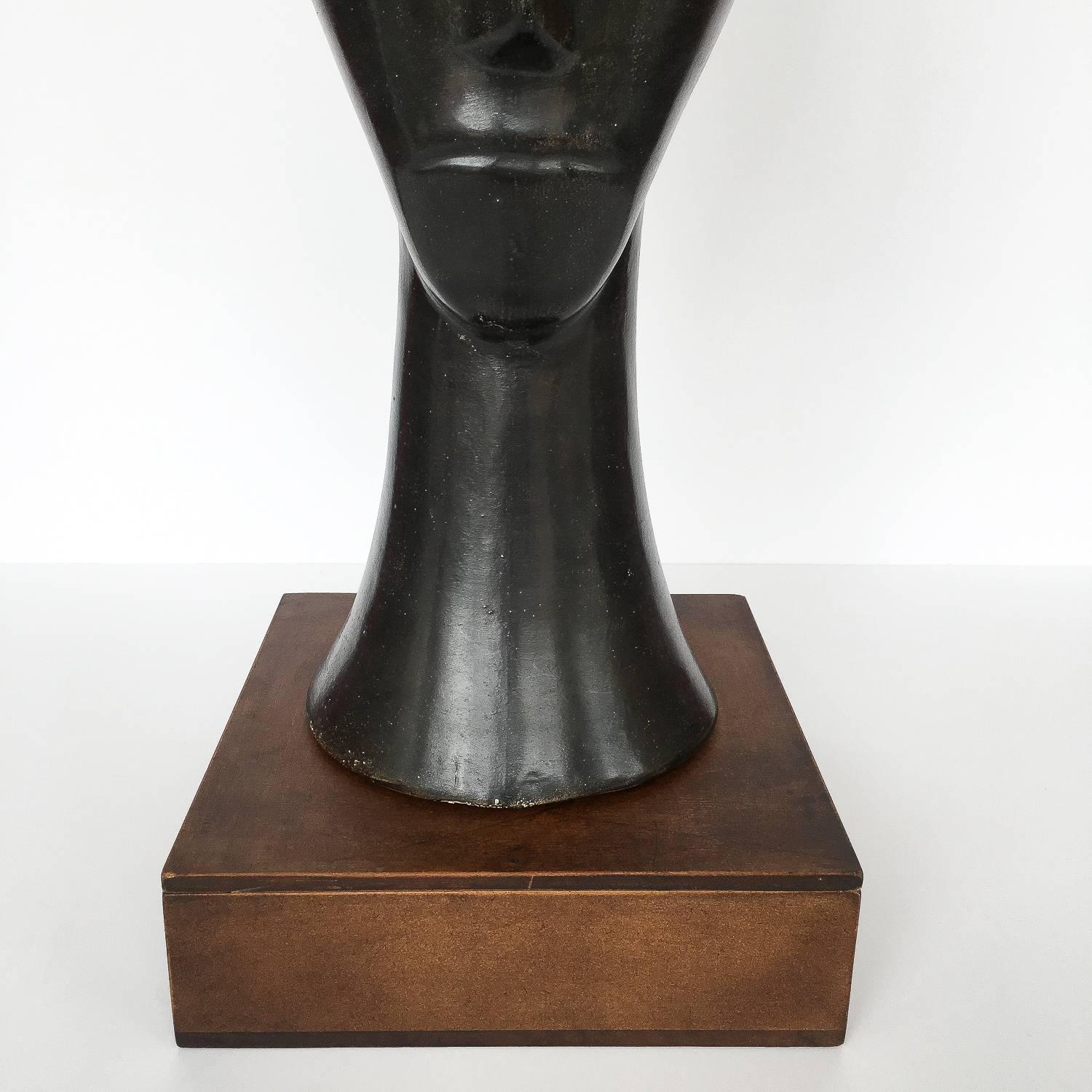 Mid-20th Century Modigliani Style Modernist Ceramic Male Head Sculpture
