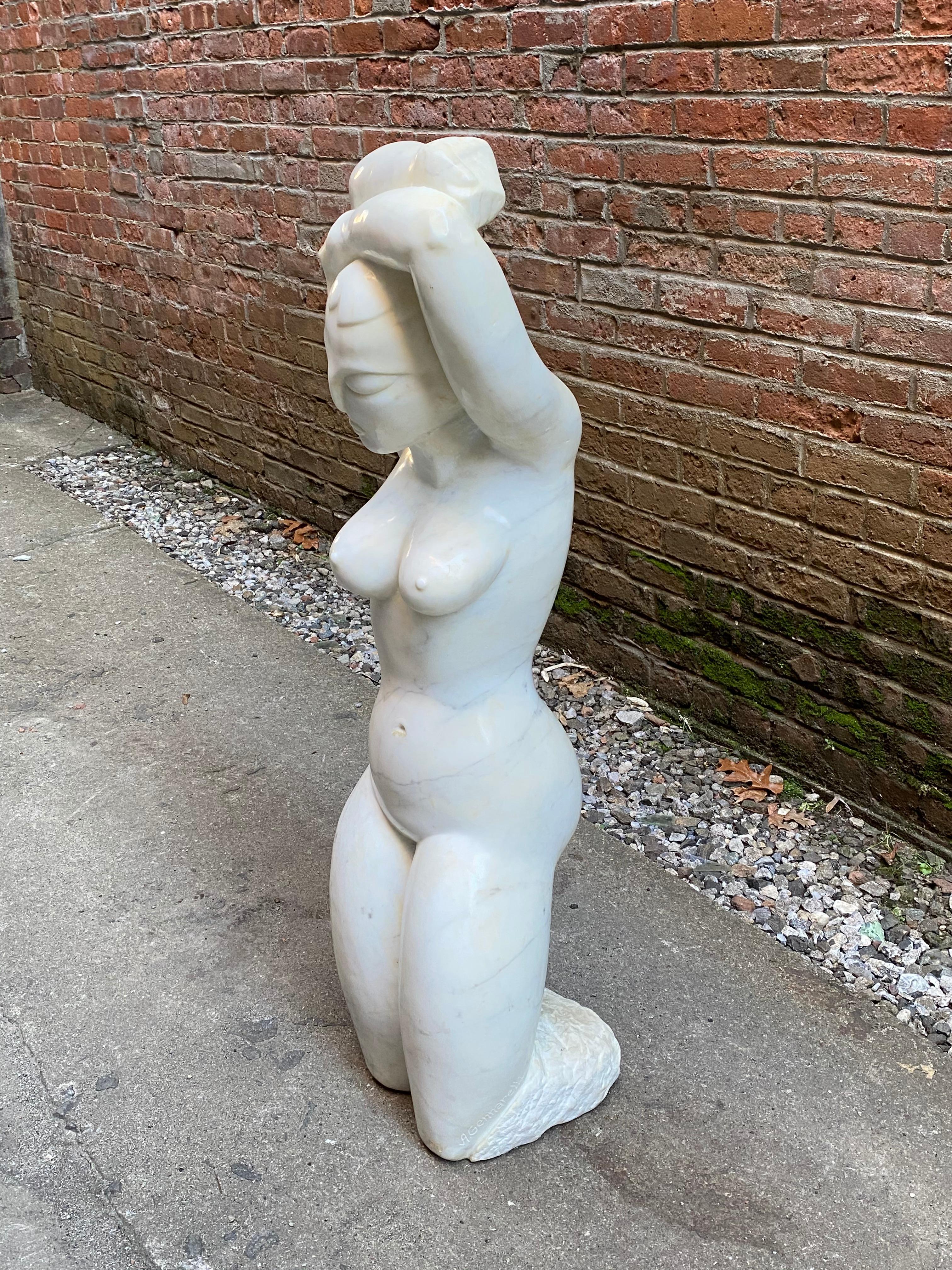 American Standing Nude Marble Sculpture