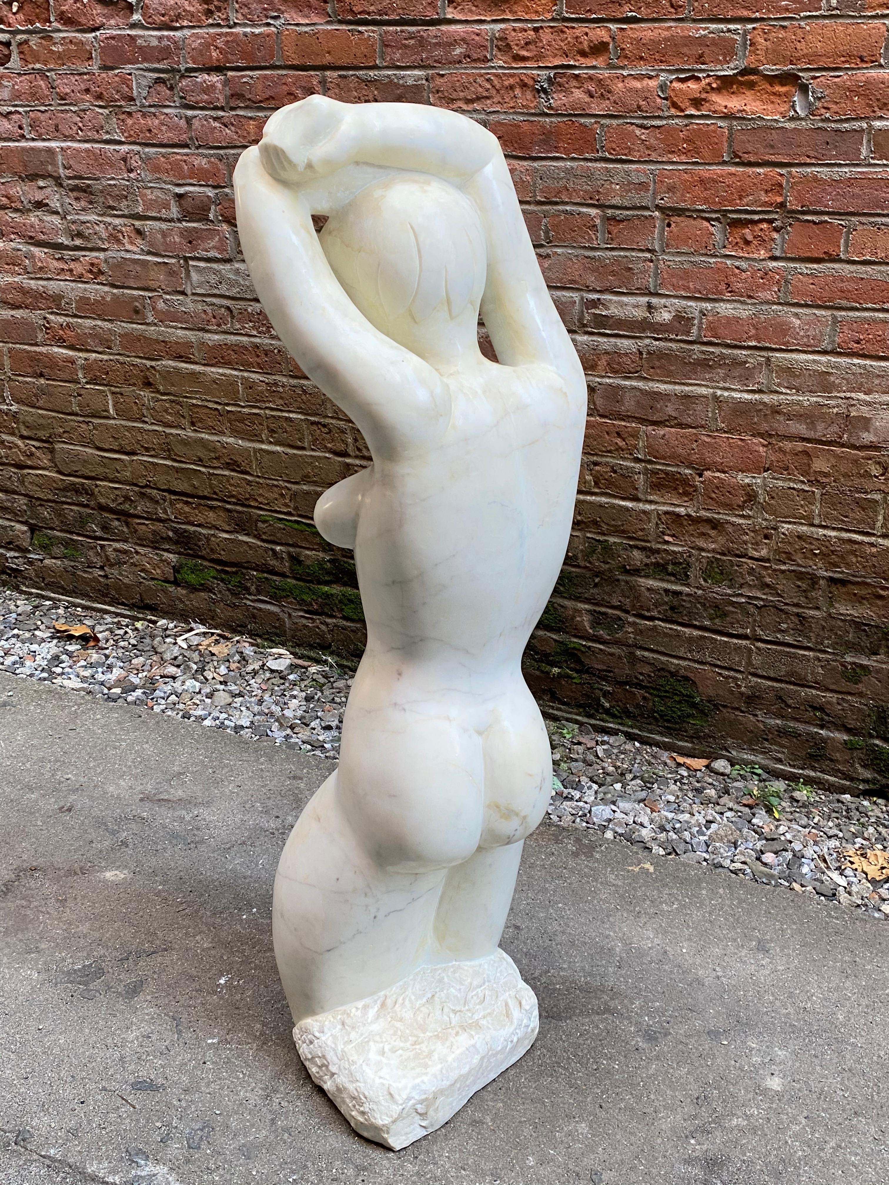 Hand-Carved Standing Nude Marble Sculpture