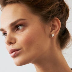 Modish Cube Stud Earrings in 14K Solid Yellow Gold