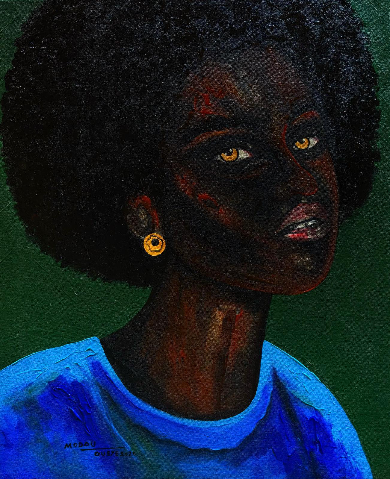 Briller sur l'ombre - 21st Century, Contemporary portrait, Mixed media, Africa