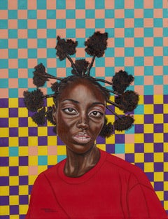 Echo des Racines - 21st Century, Contemporary portrait, Mixed media, Africa