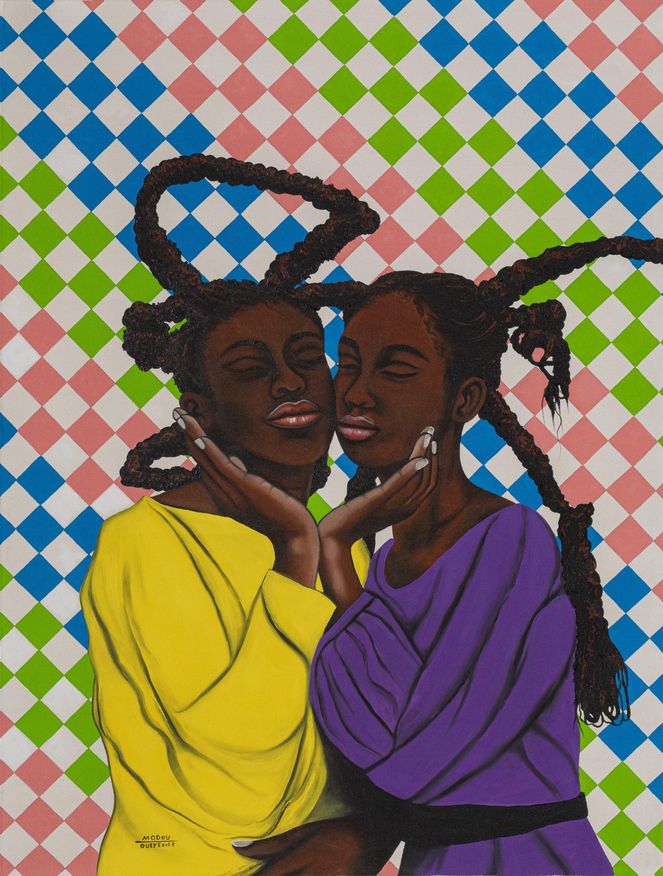 Liens Profonds - 21st Century, Contemporary portrait, Mixed media, Africa