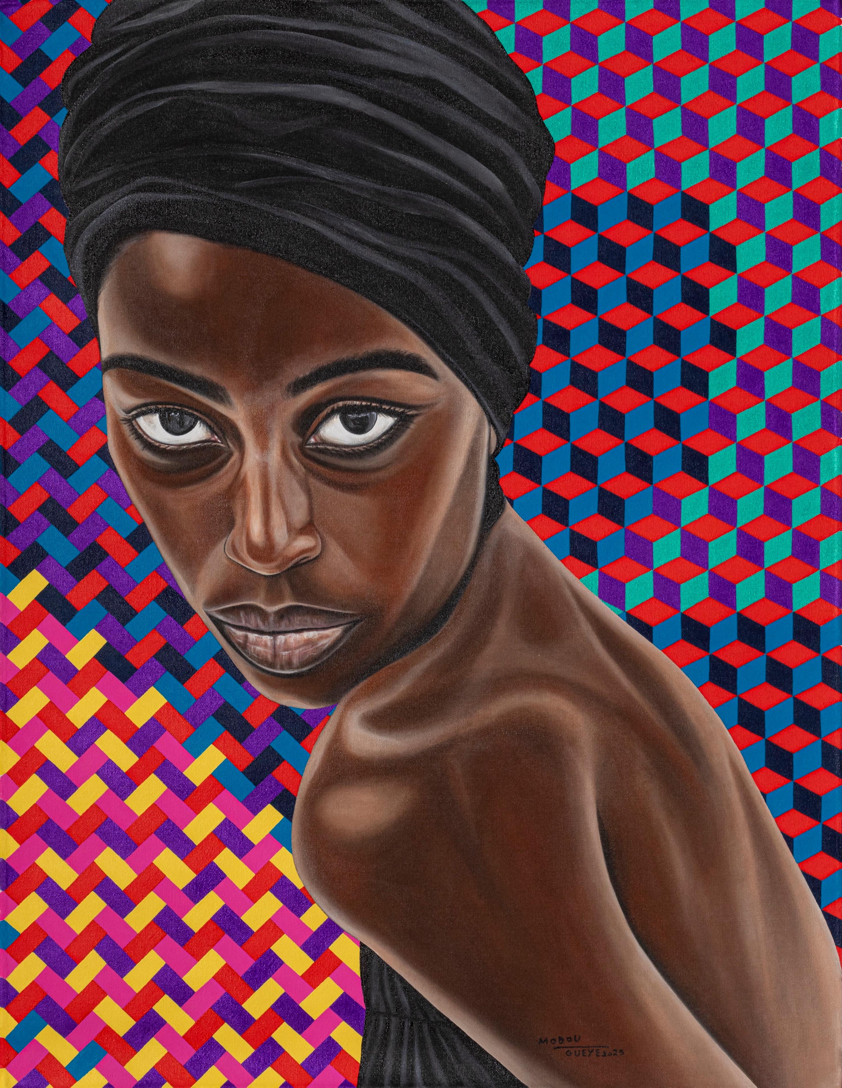 Nostalgie Noire - 21st Century, Contemporary portrait, Mixed media, Africa