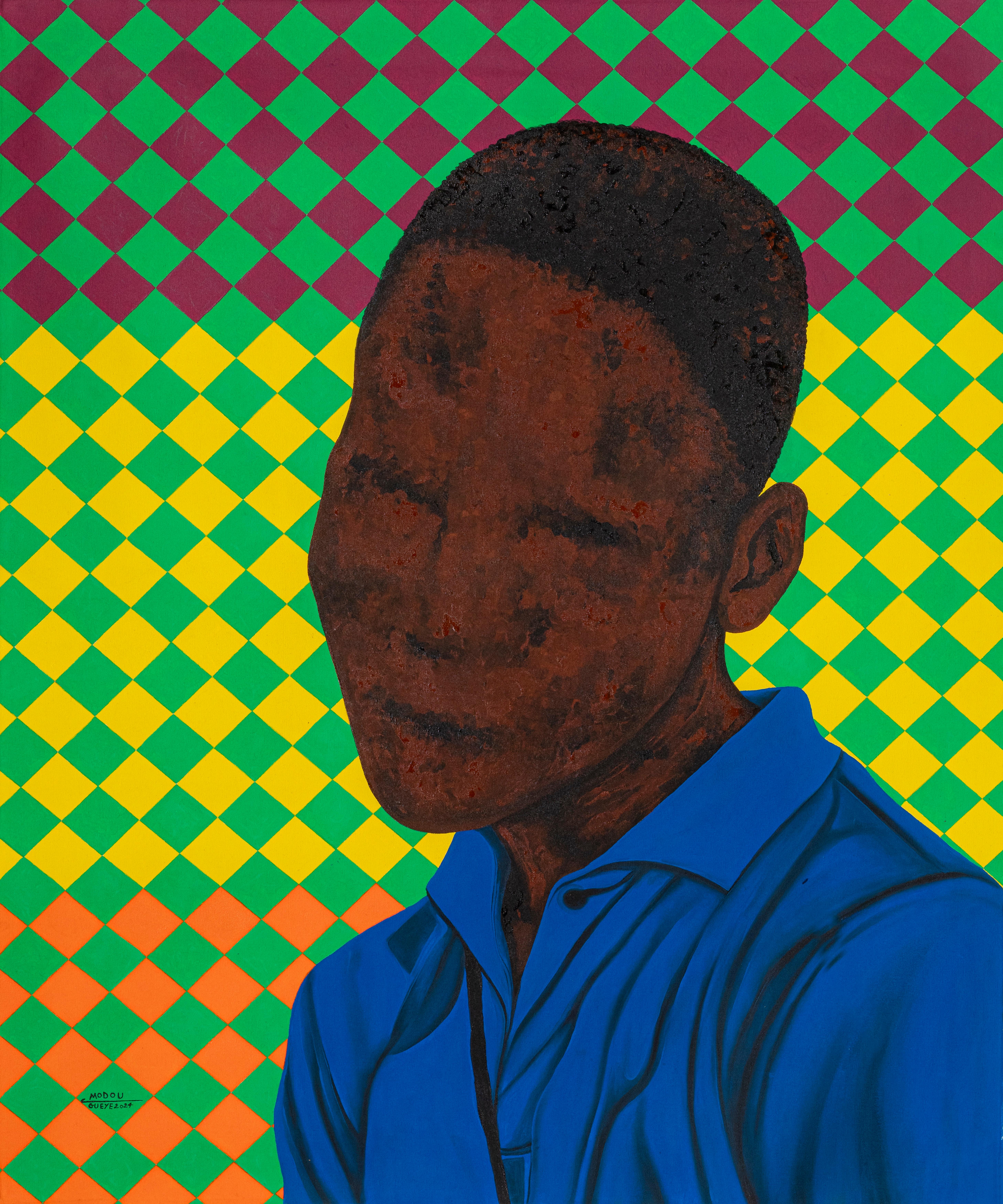 Reflets de l’Âme Silencieuse-21st Cent., Contempo. portrait, Mixed media, Africa