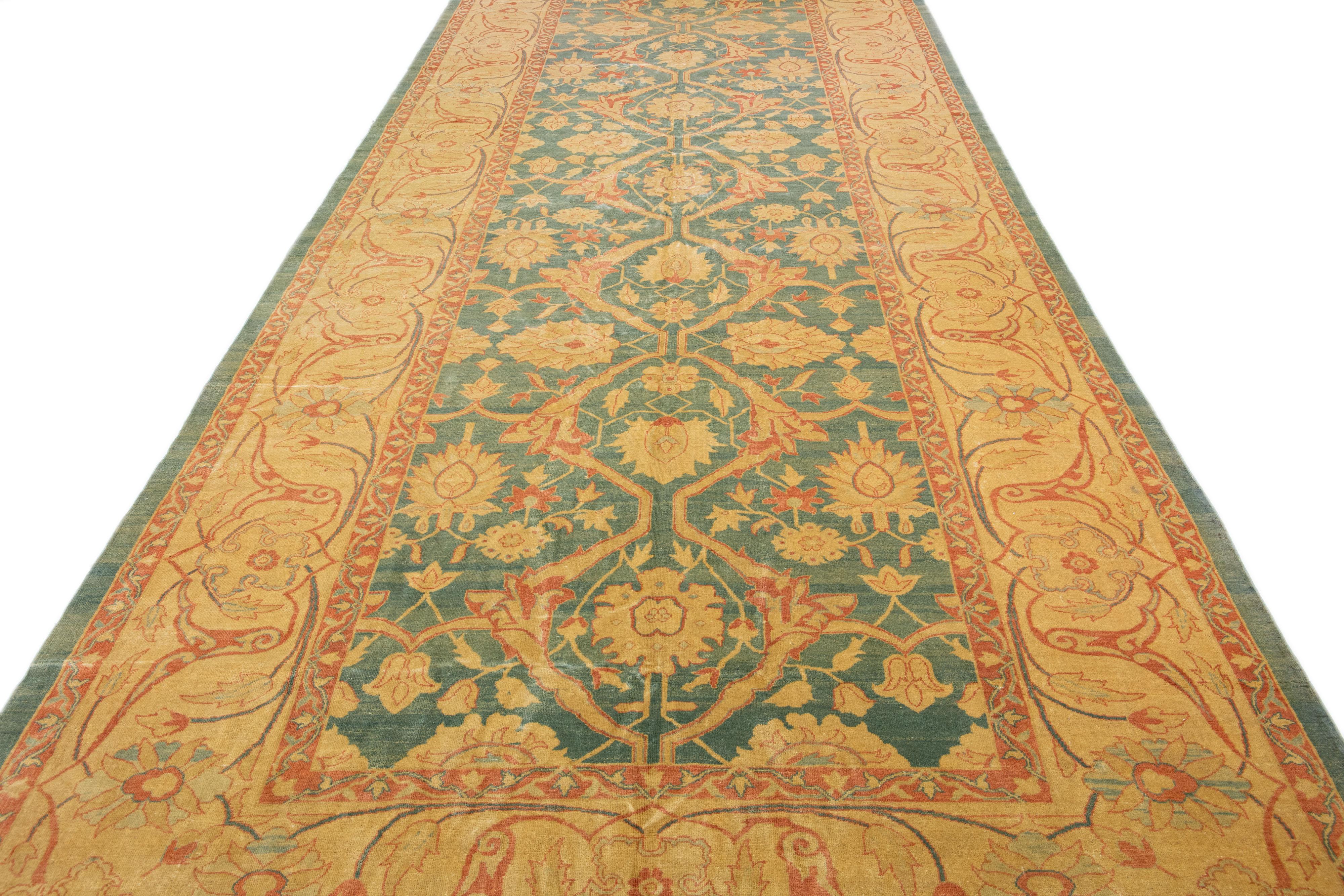 Hand-Knotted Modern Sultanabad Handmade Floral Motif Persian Long Wool Rug For Sale
