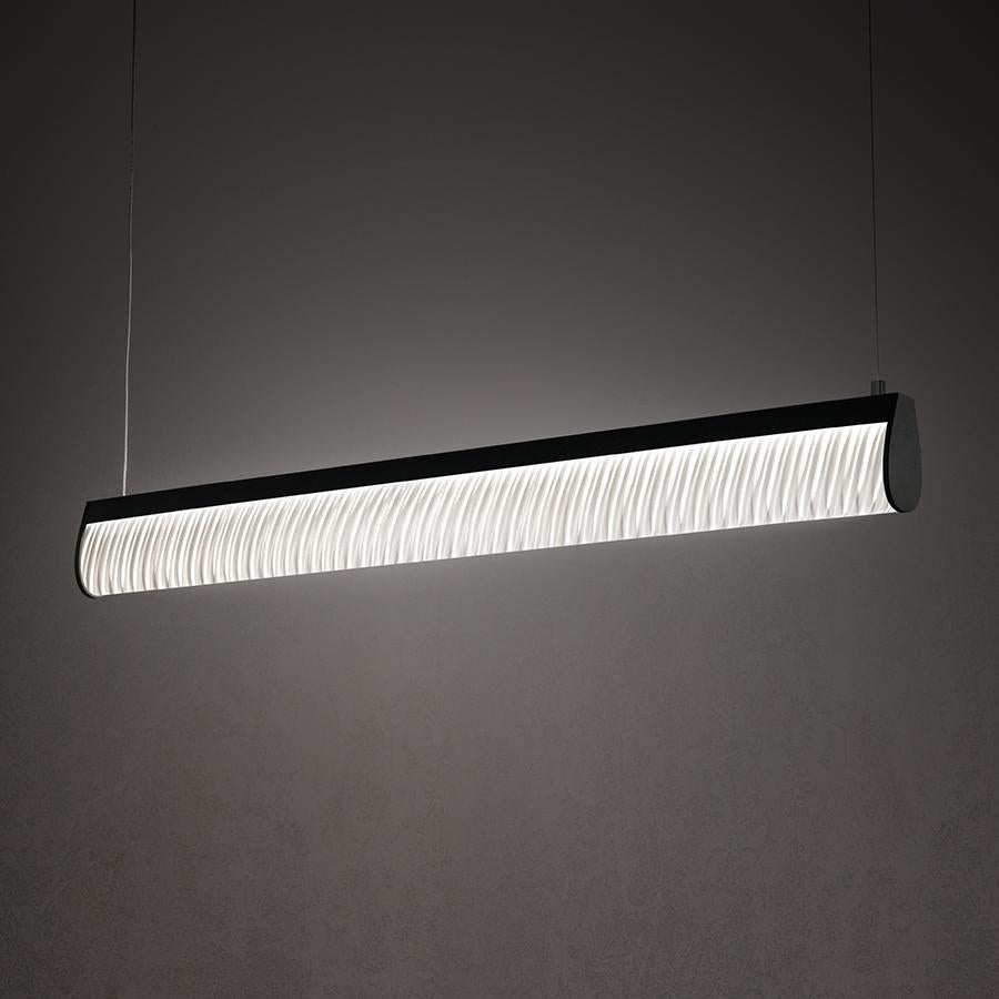 MODULA SUSPENSION DOUBLE Schwarzes Plissé - Design: Elisa Gargan Giovannoni (Zeitgenössisch) im Angebot
